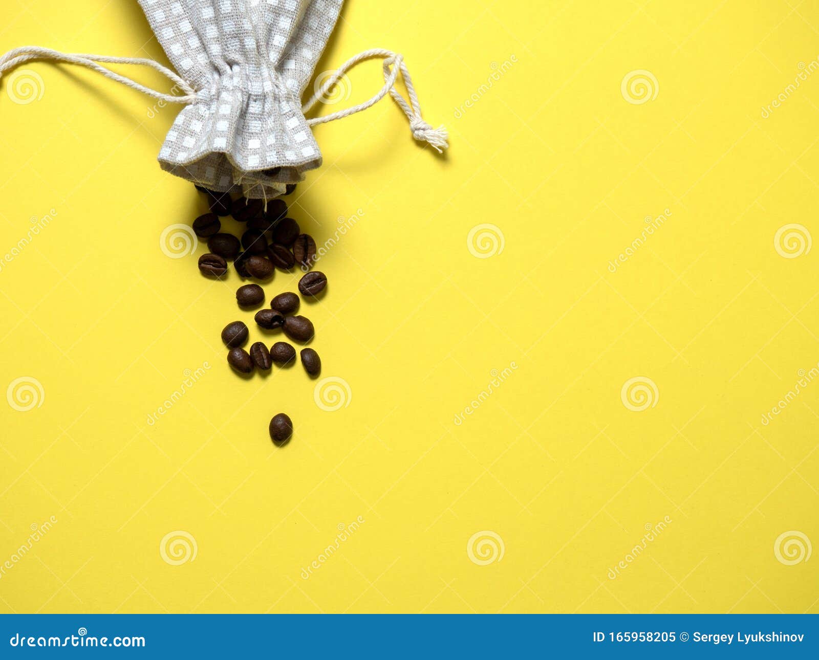 Download Bag With Coffee Beans On A Yellow Background Stock Image Image Of Caffeine Beans 165958205 Yellowimages Mockups