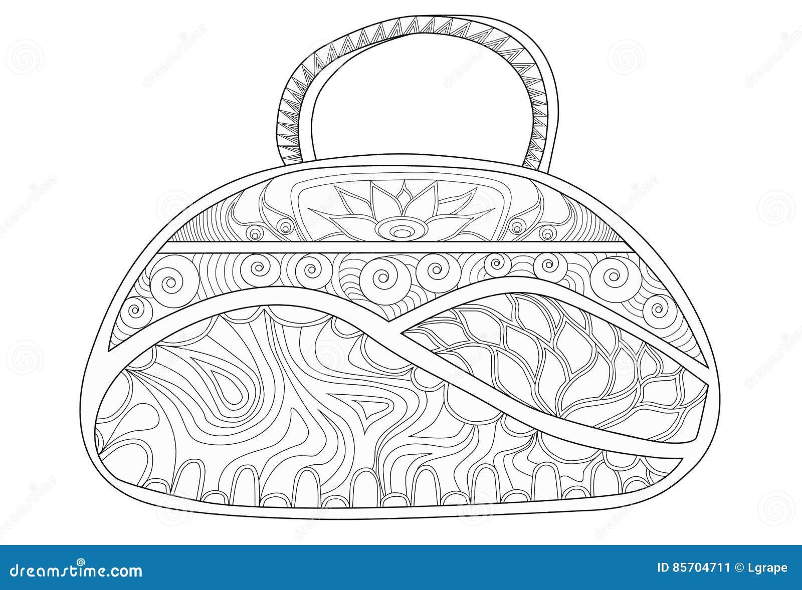 Bag. Coloring for Adults Grown Ups Stock Vector Illustration of