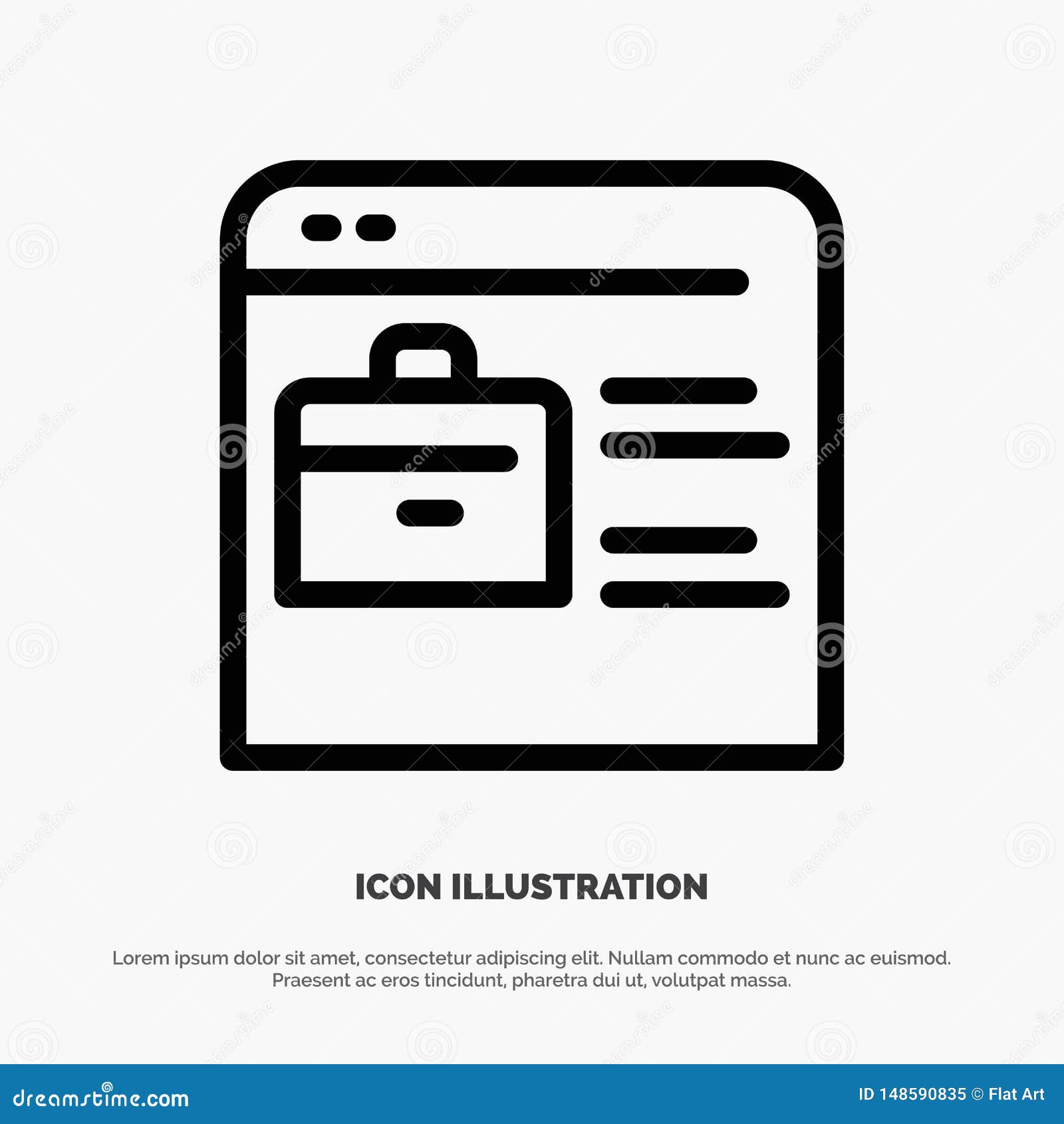 bag, find job, job website, online portfolio line icon 