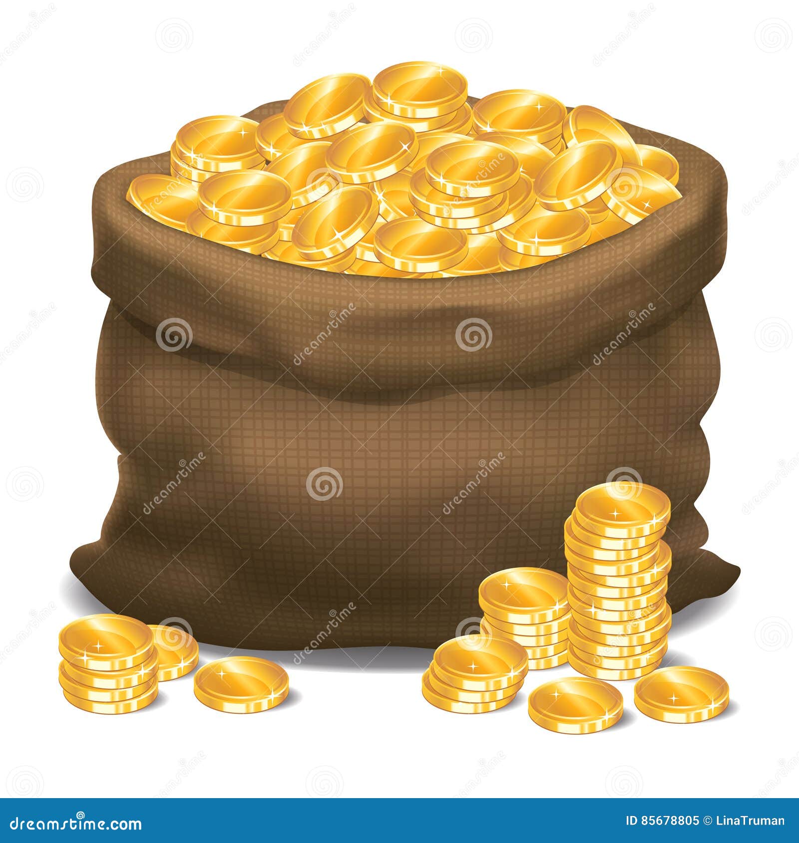 Bag Full of Gold Coins. Vector Illustration. Stock Vector ...