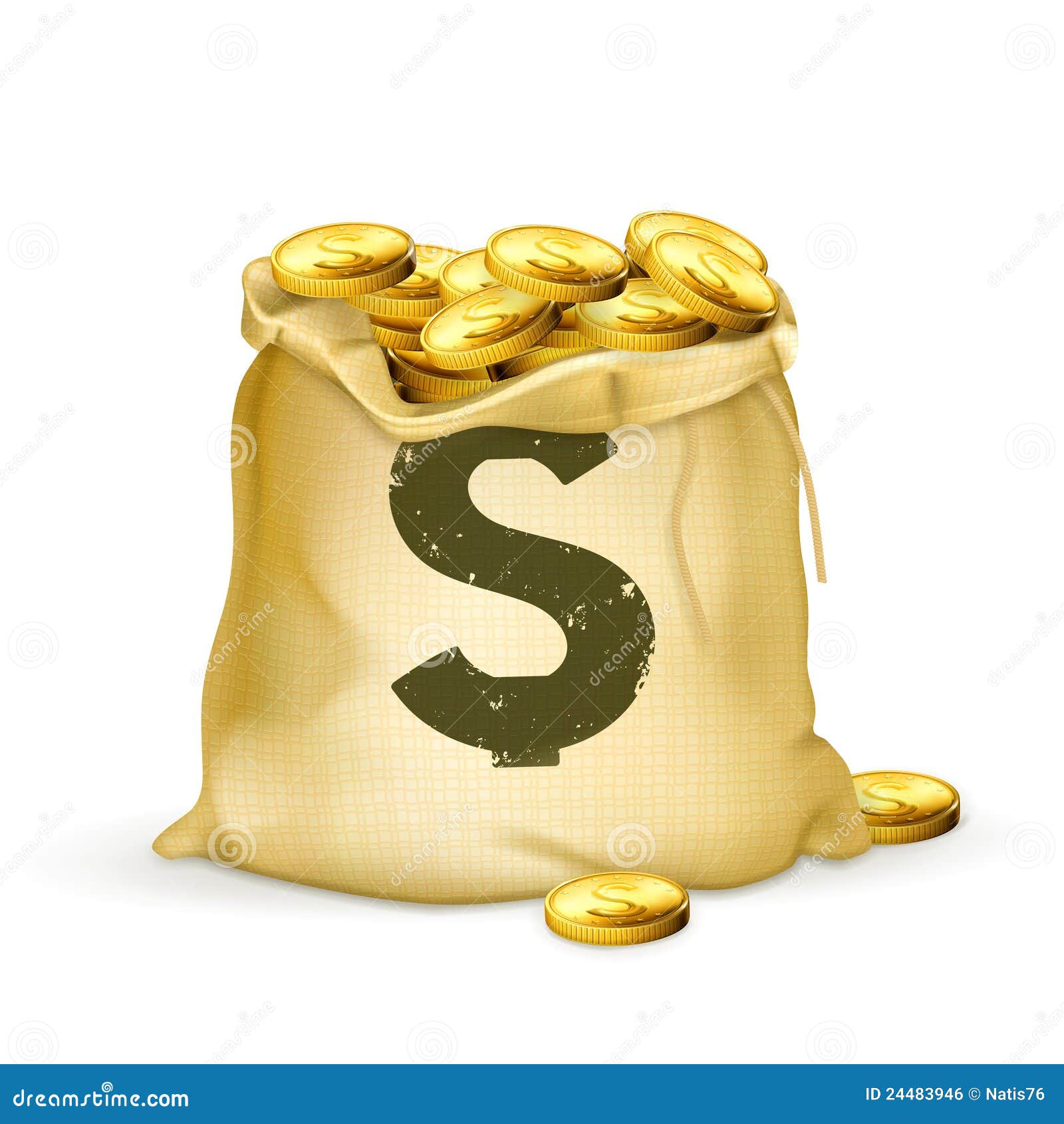 Bag of gold stock vector. Illustration of making, cloth - 24483946