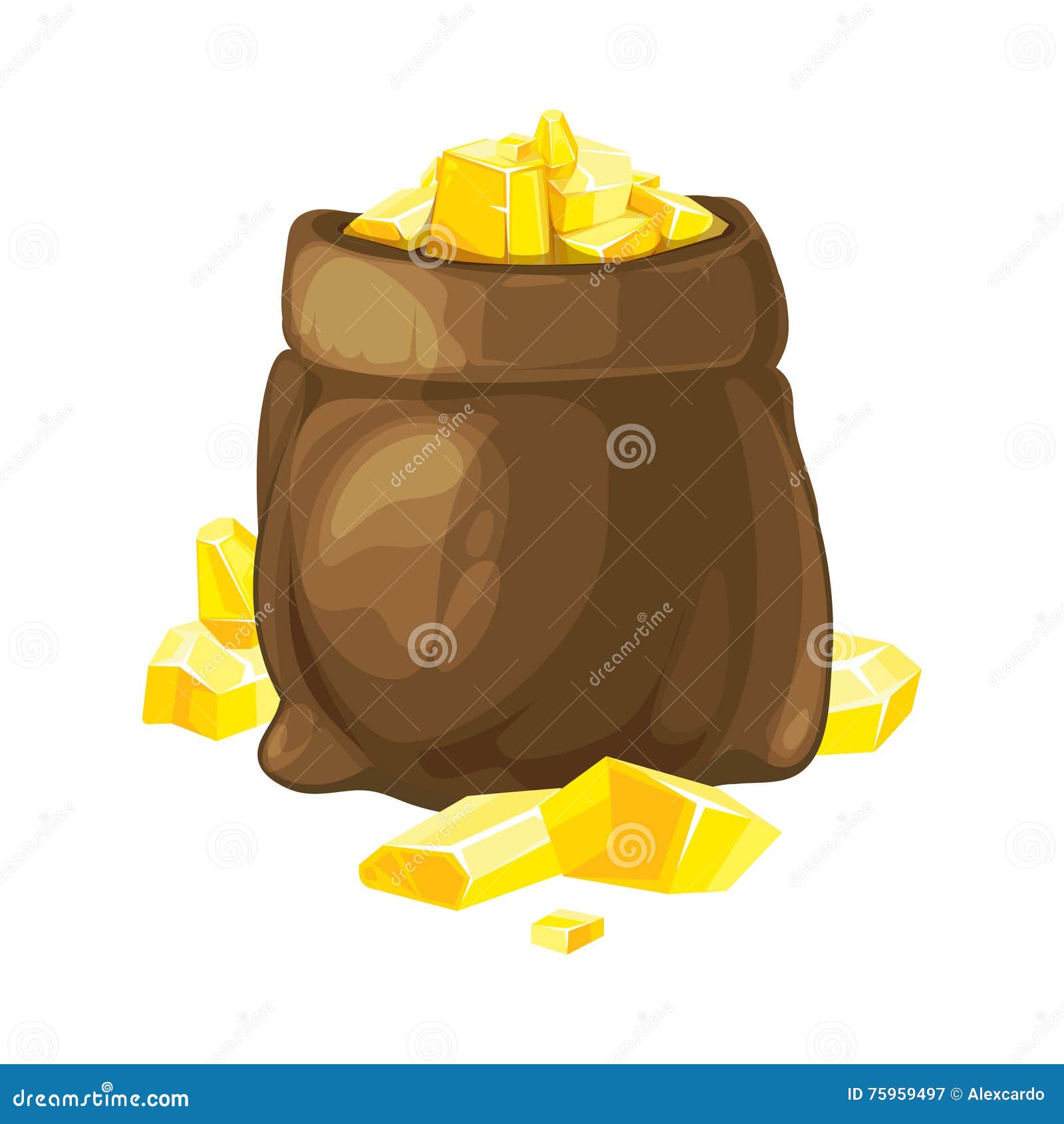 Bag with Gold. Vector Illustration. Stock Vector Illustration of