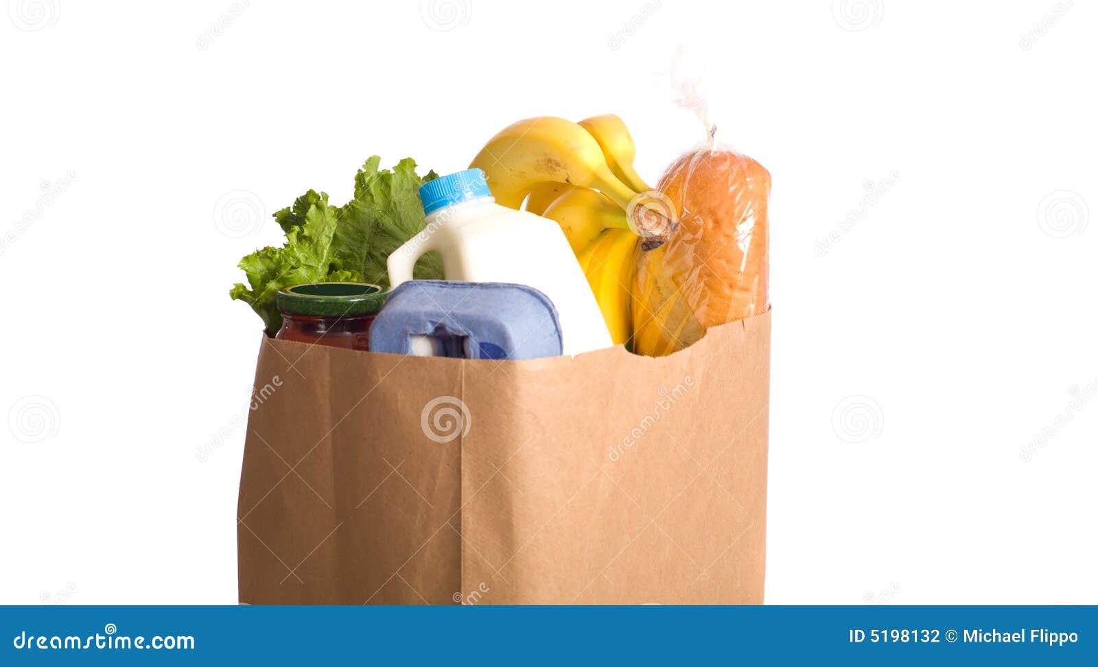 Bag of Groceries on WHite stock photo. Image of fruit 5198132