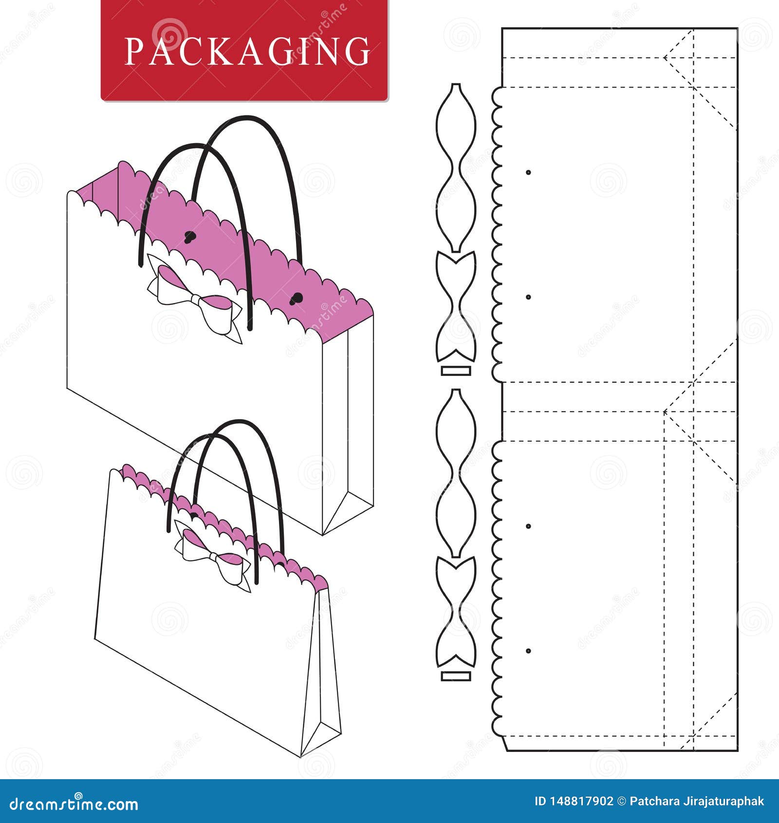 Bag Packaging Template for Wearing Stock Vector - Illustration of mock ...