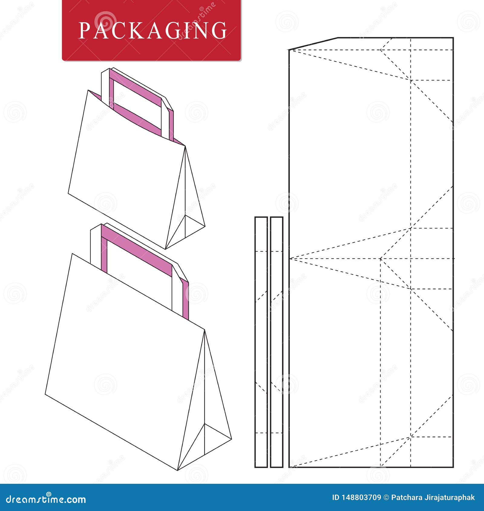 Isolated White Retail Mock Up.Bag Packaging Template for Wearing. Stock ...