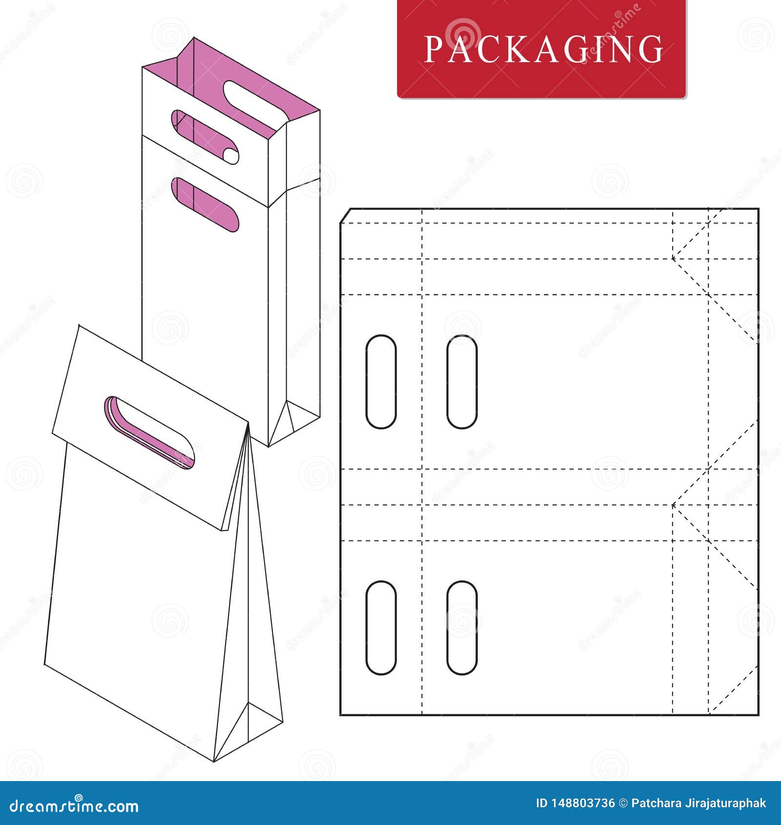 Isolated White Retail Mock Up.Bag Packaging Template for Wearing. Stock ...