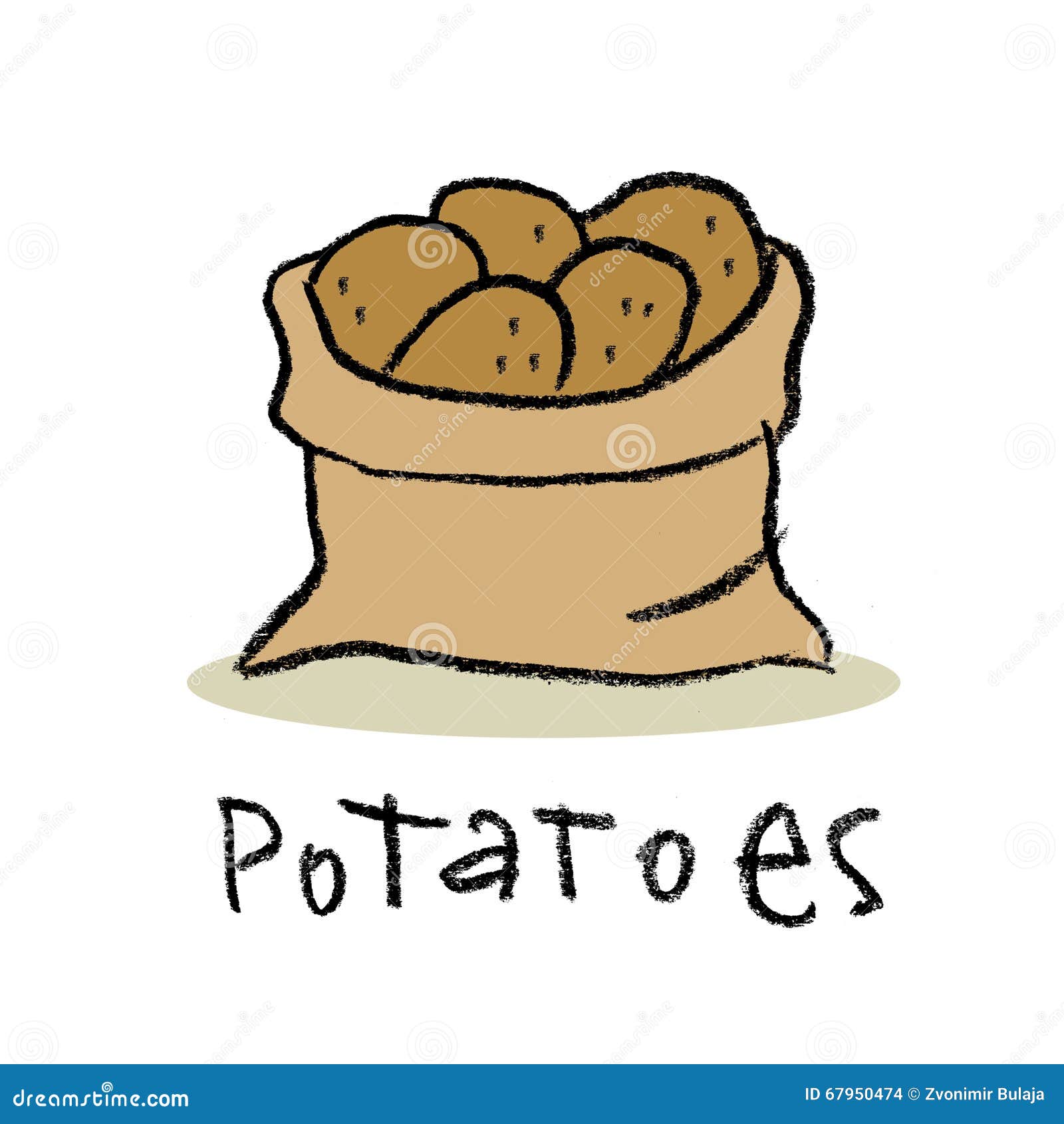 Bag of potatoes stock illustration. Illustration of vegetable 67950474