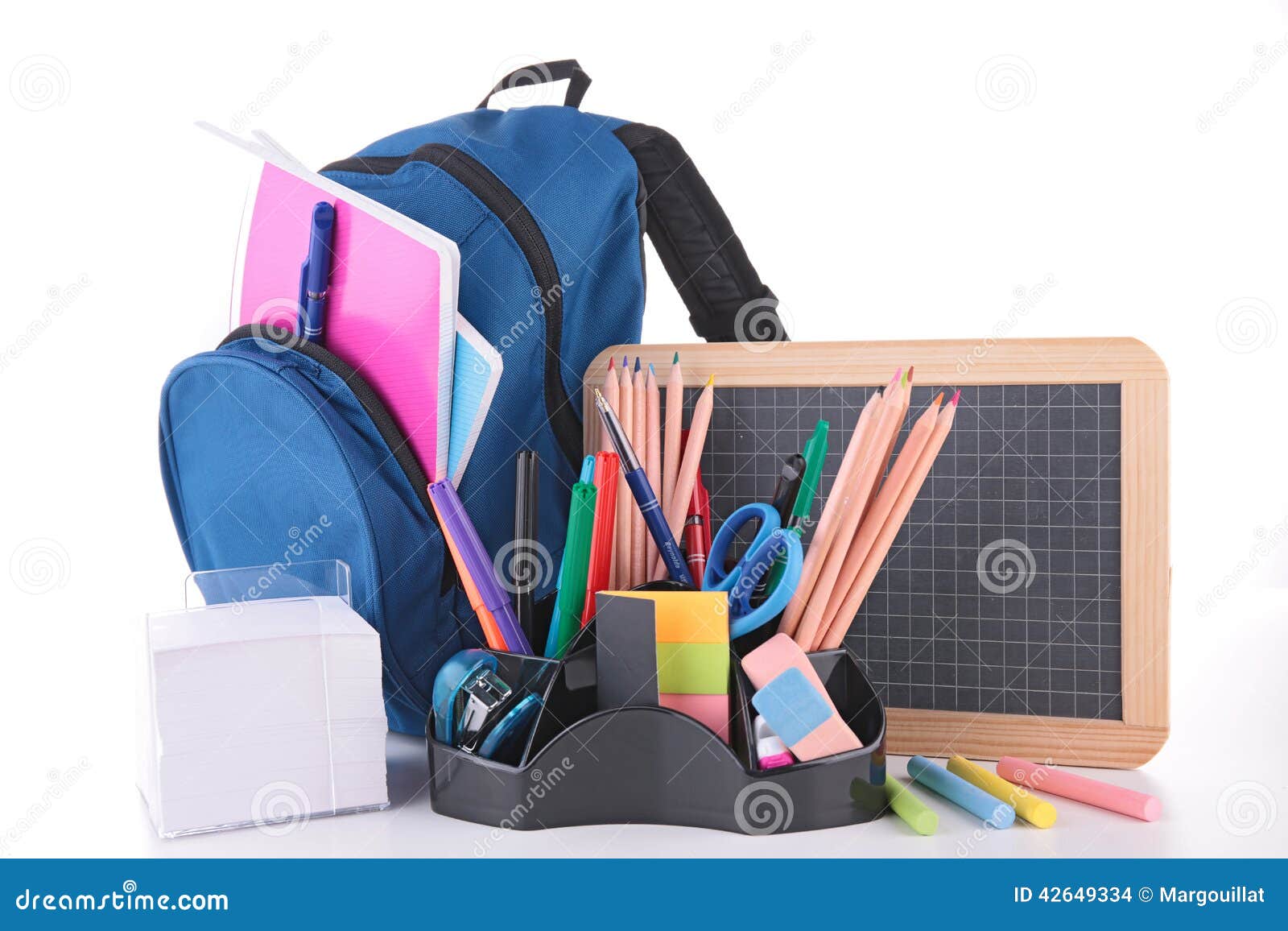 Bag and school accessories stock photo. Image of desk 42649334