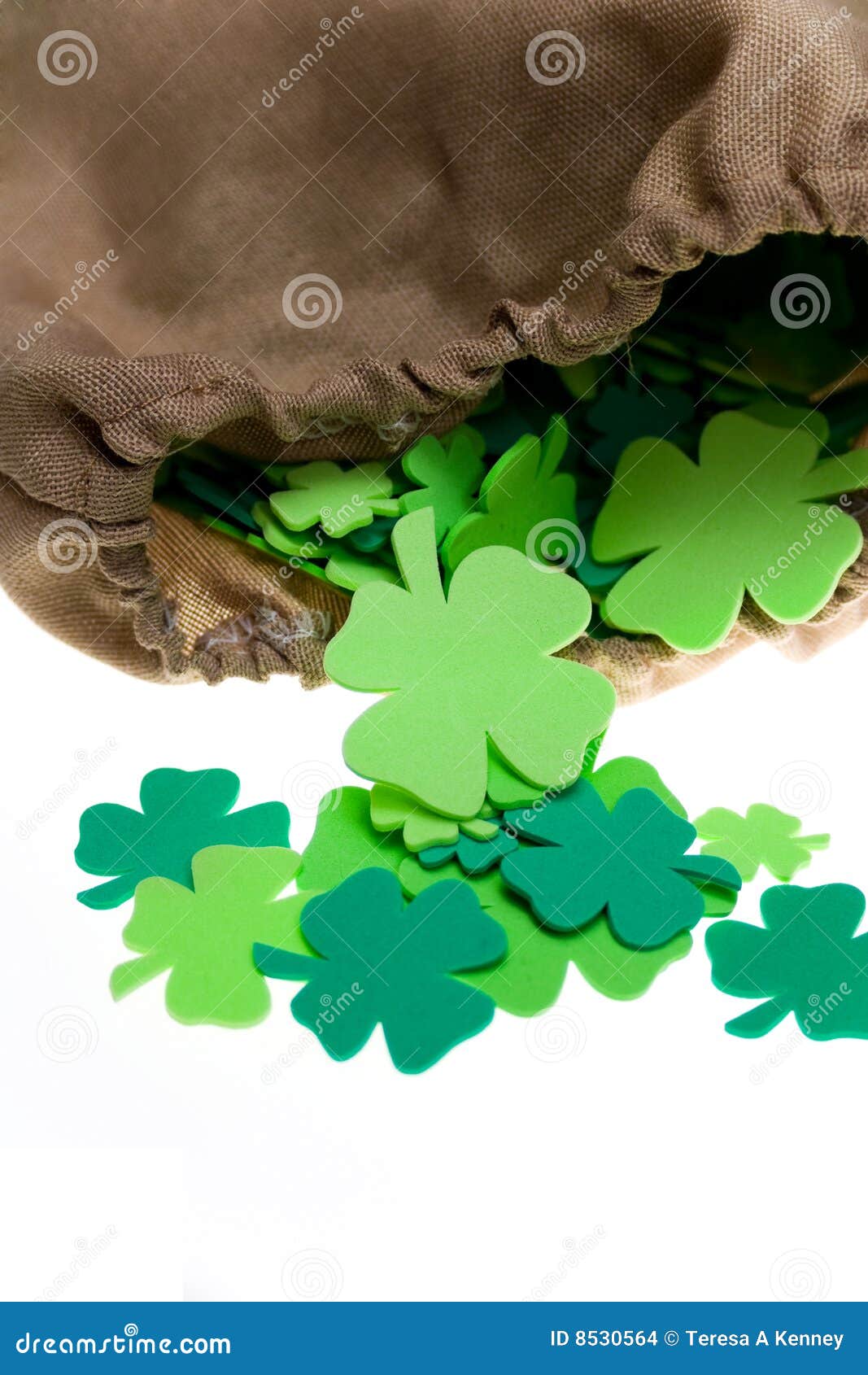 Bag of Shamrocks on White stock photo. Image of colored 8530564