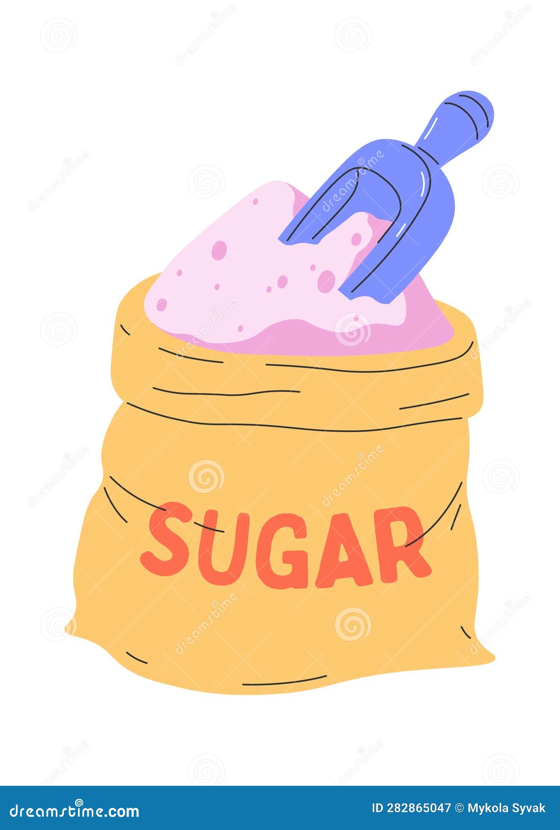 Bag of Sugar with Spoon stock vector. Illustration of food 282865047