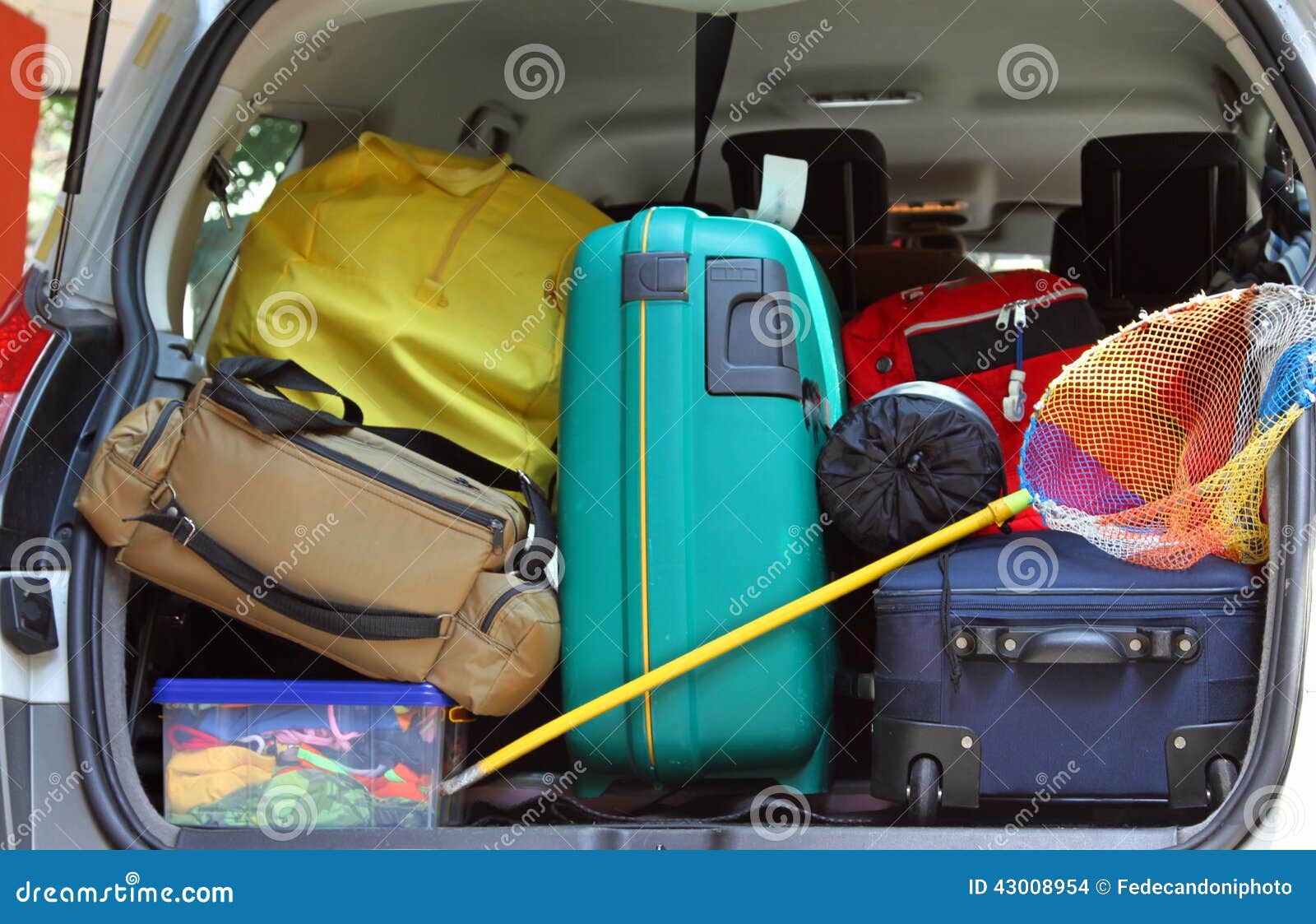 Bag and Trolley with a Fishing Net in the Trunk of the Car Stock Photo -  Image of transportation, holidays: 43008954