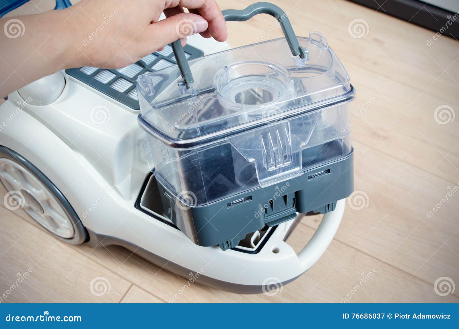 Bag less Vacuum Cleaner with Plastic Container Stock Image Image of