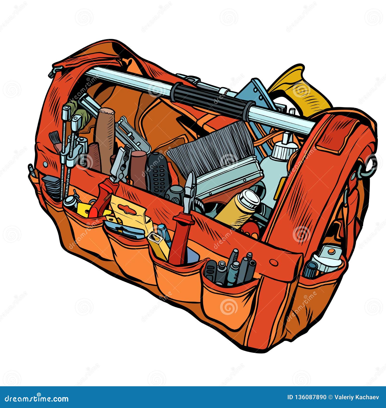 Bag with working tools stock vector. Illustration of handyman 136087890