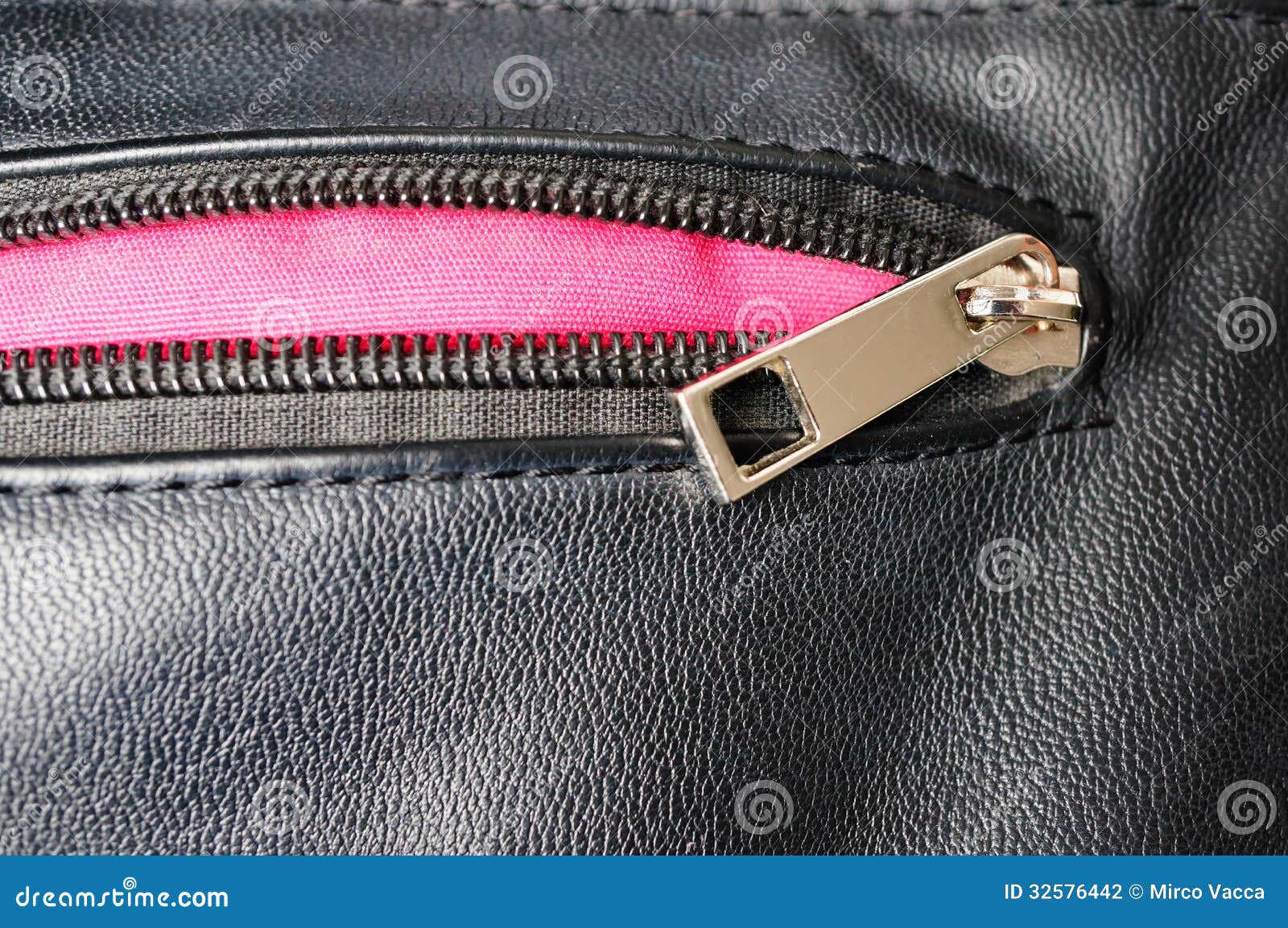 Bag zipper stock photo. Image of leather, separation - 32576442