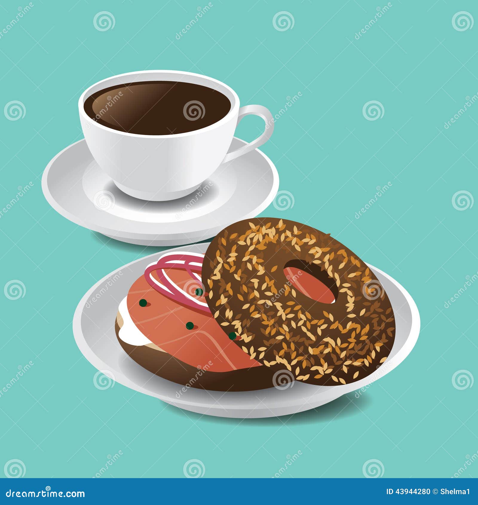 Bagel with lox stock vector. Image of snack, lunch, bread ...