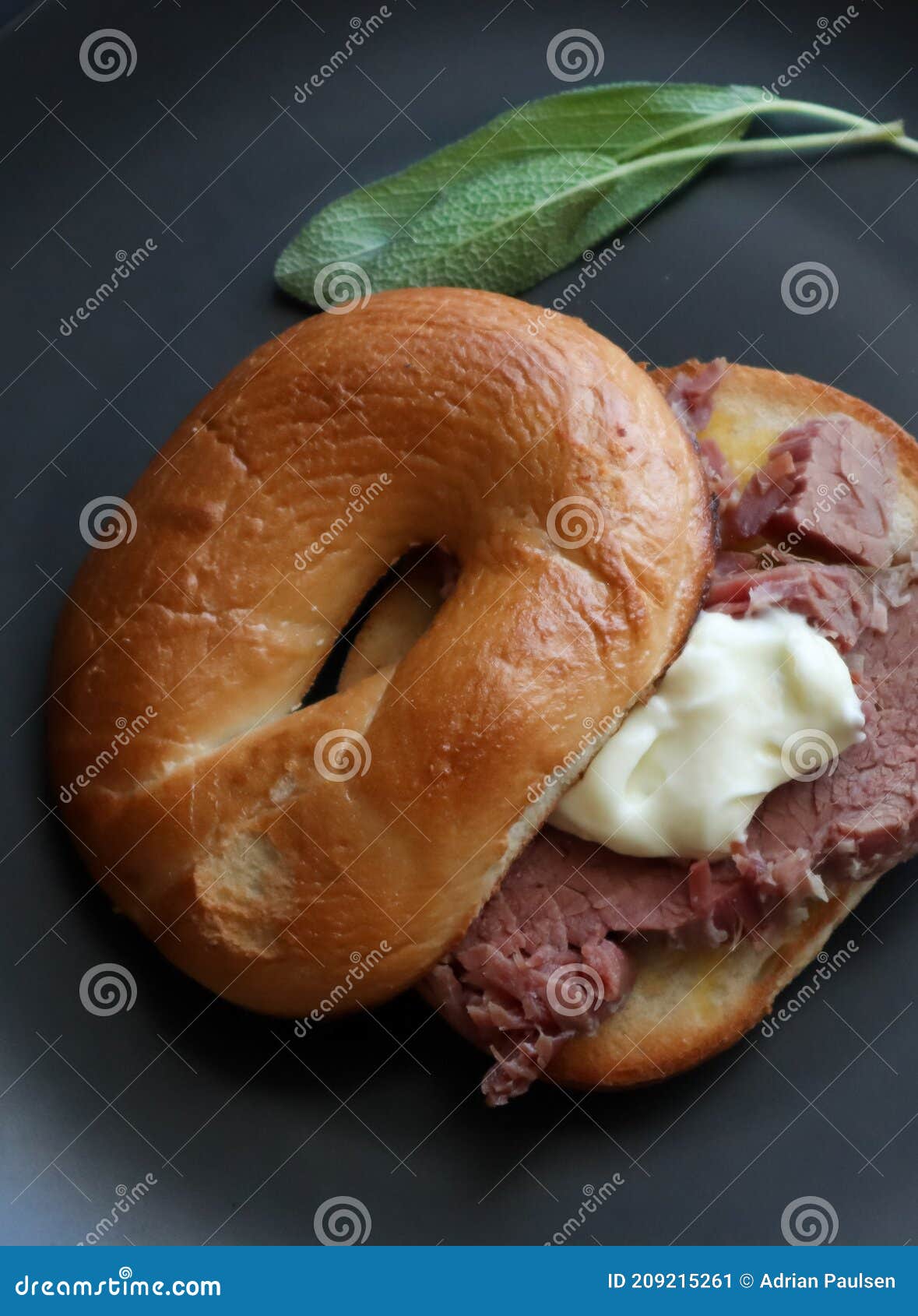 Bagel Mit Corned Beef Und Mayonnaise Stockbild - Bild von braten, essen ...