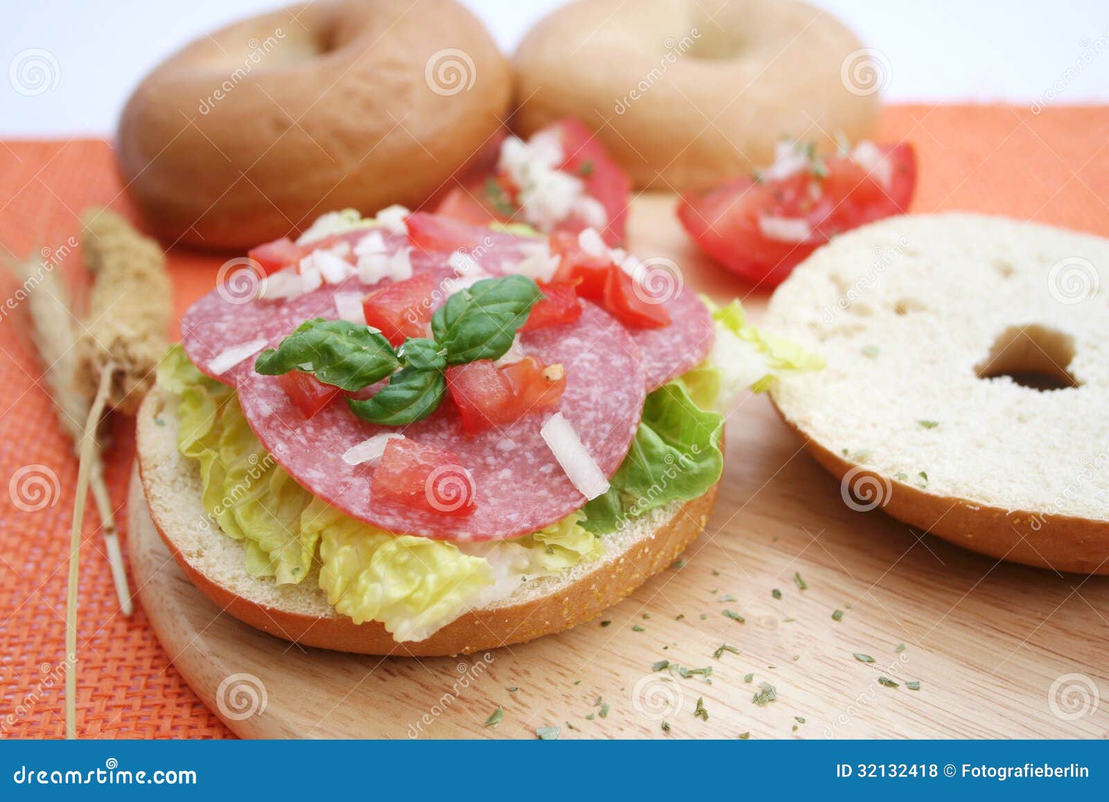 Bagel stock photo. Image of tomatoes, breakfast, freshness 32132418