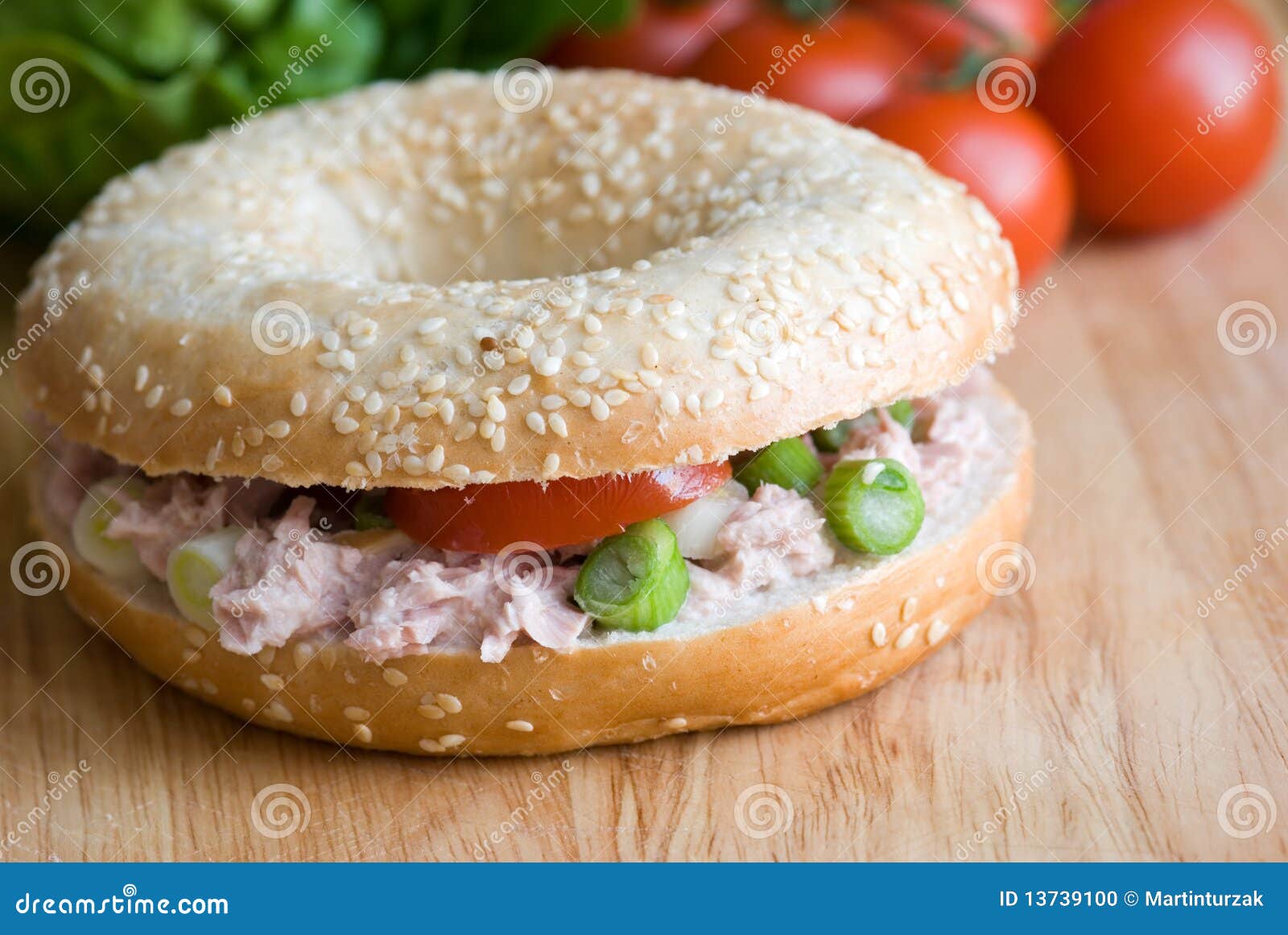 Bagel with tuna stock photo. Image of fish, culinary 13739100