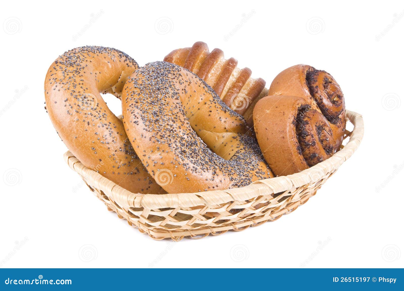 Bagels and Buns in the Basket Stock Image Image of baking, group