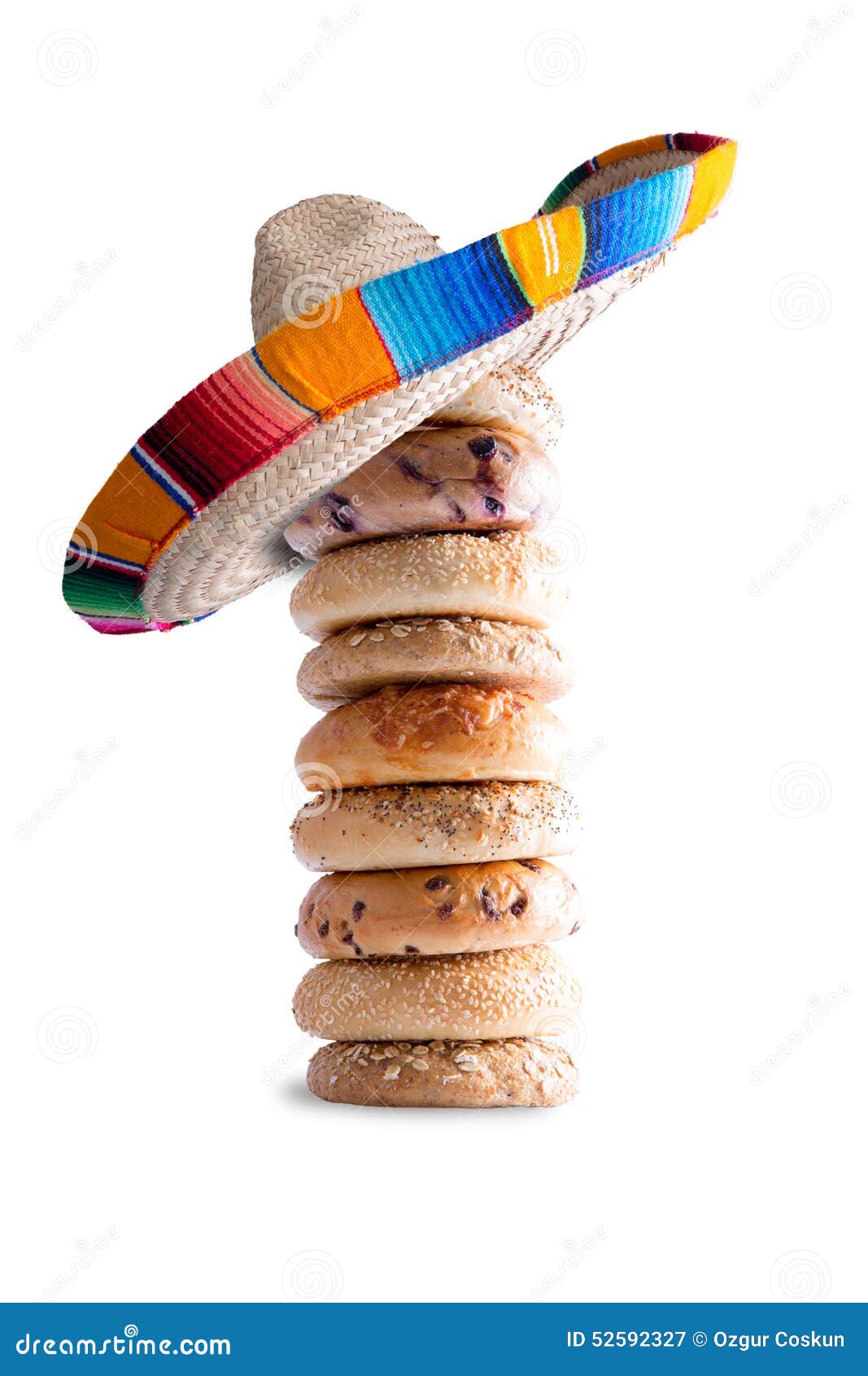 Bagels Empilés Avec Le Chapeau Mexicain Sur Le Dessus Image stock - Image  du accessoire, empilé: 52592327