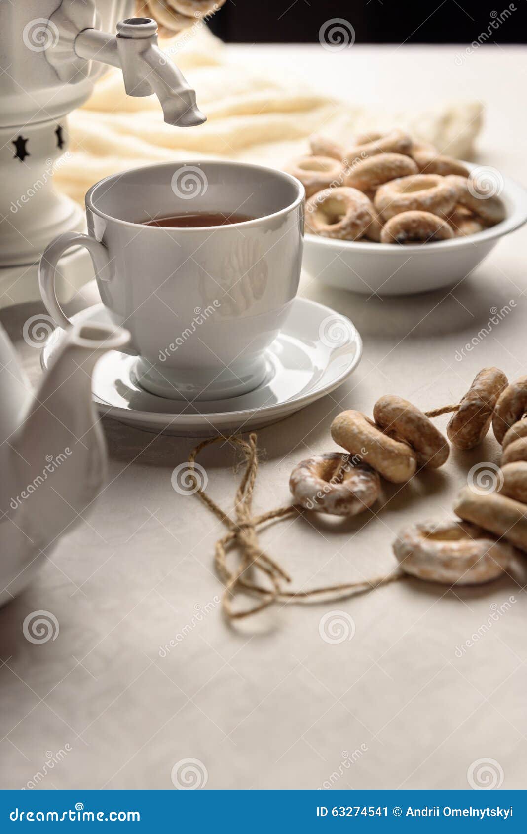 Bagels and hot tea stock image. Image of product, meal 63274541
