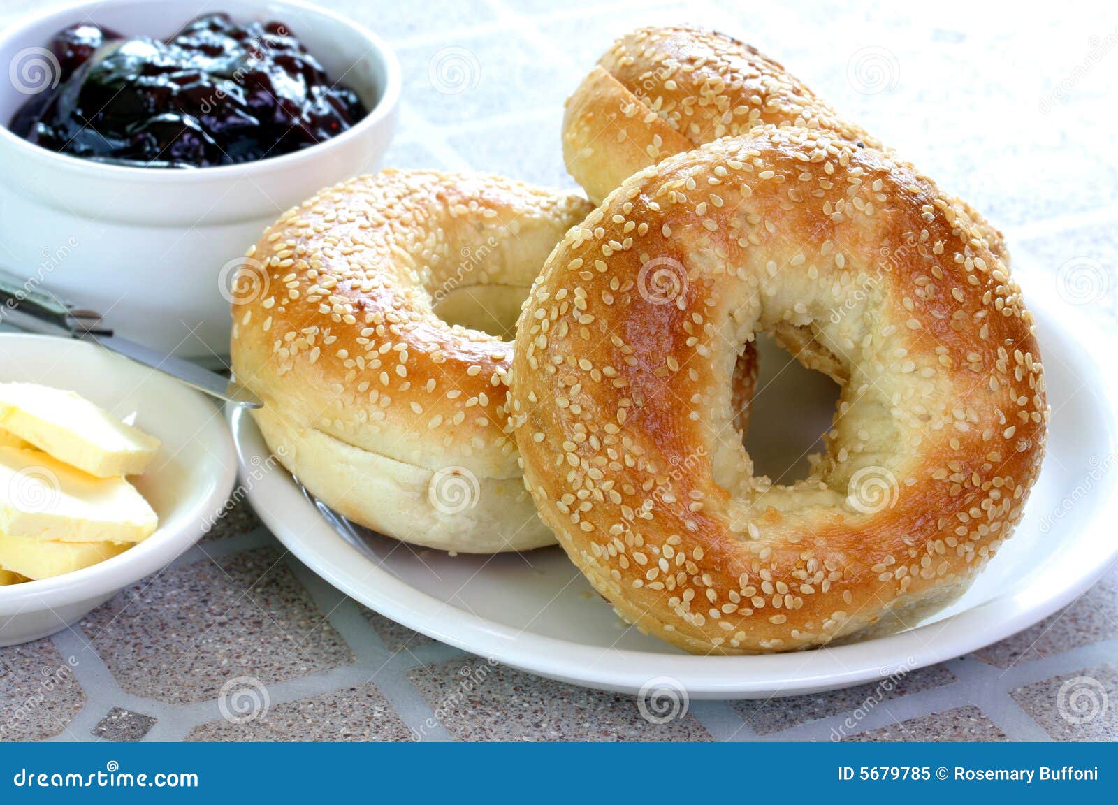 Bagels and Jam stock image. Image of bagel, grape, diet 5679785