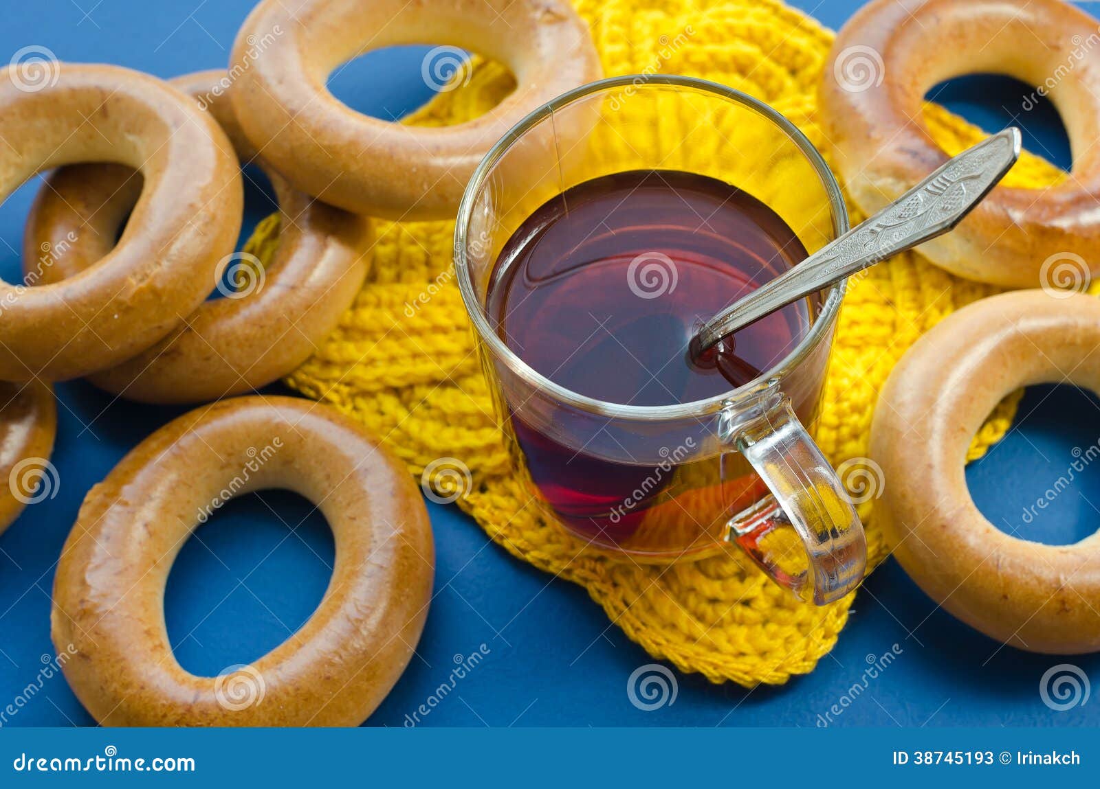 Bagels and tea stock image. Image of drinking, bread 38745193