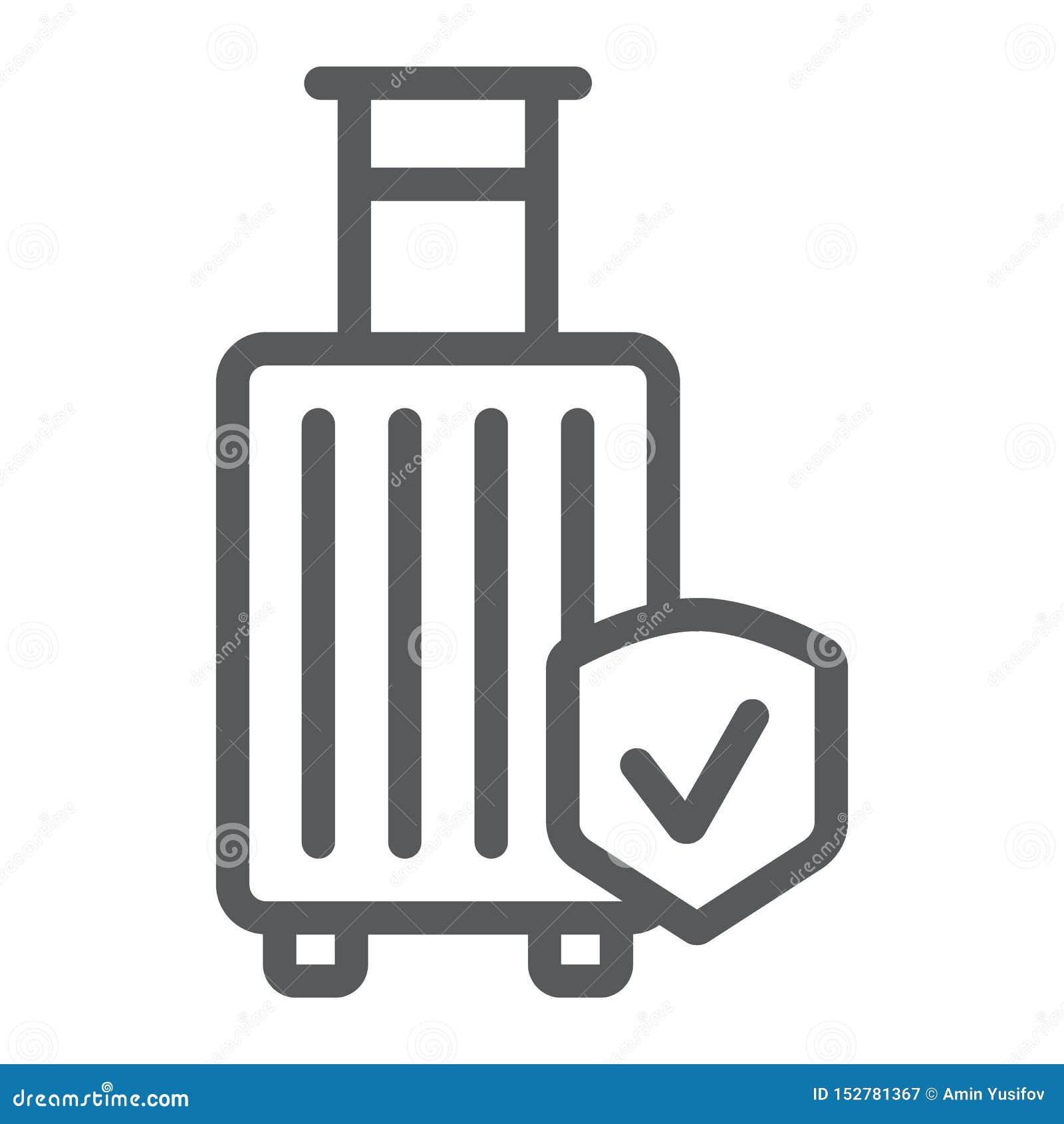 Baggage Insurance Line Icon, Protection and Luggage, Travel Safety Sign, Vector Graphics, a