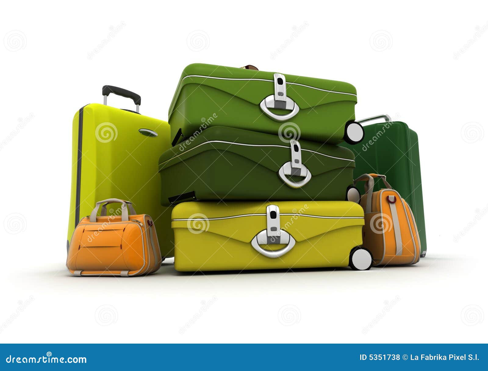 Baggage Set in Green and Acid Colours Stock Illustration Illustration