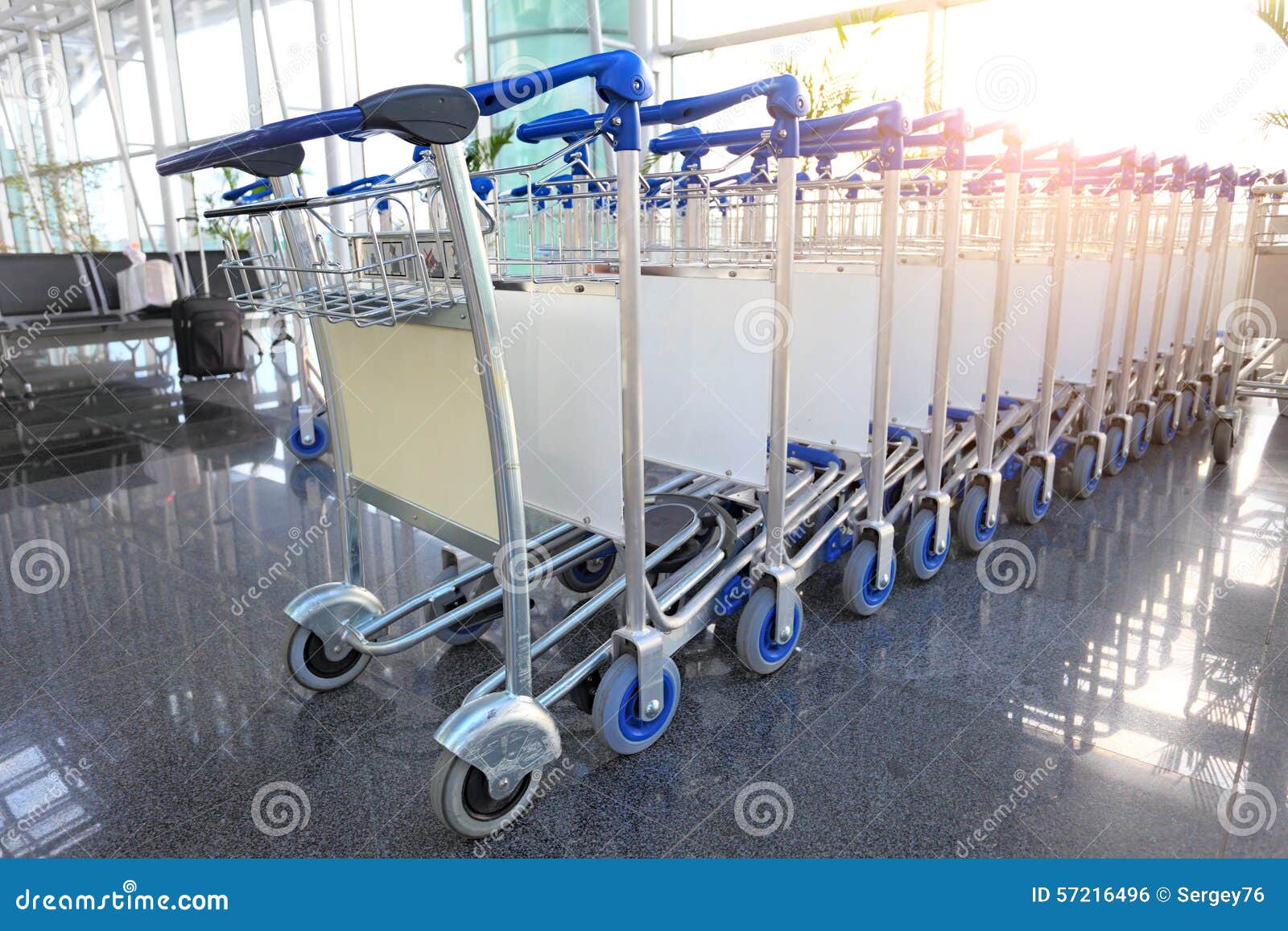 Baggage Trolley in Airport Terminal Stock Photo Image of trolley, international 57216496