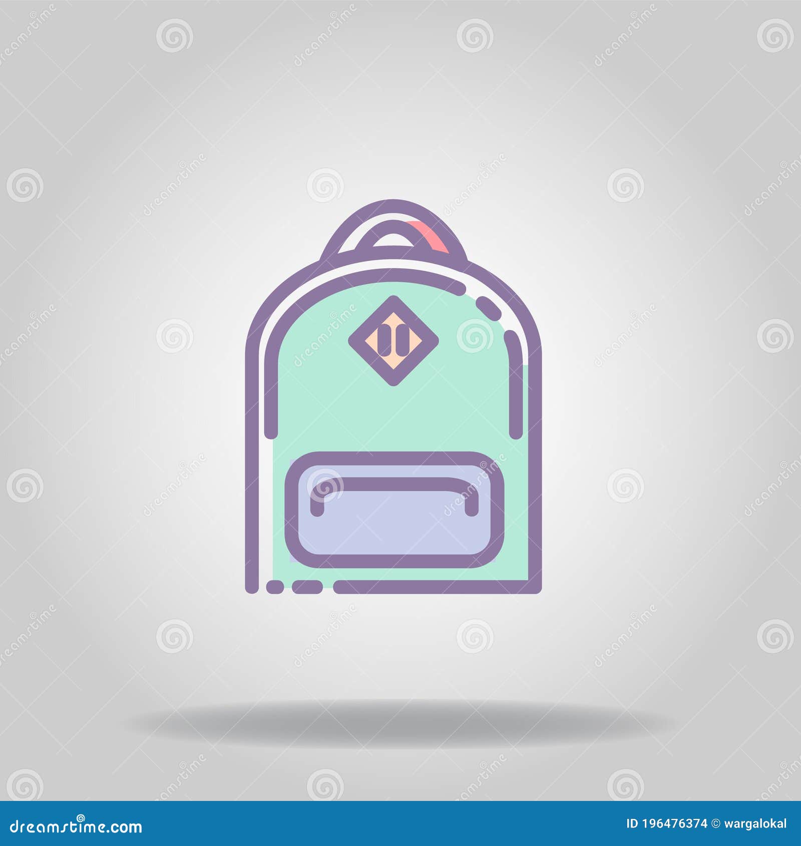 bagpack icon or logo in  pastel color