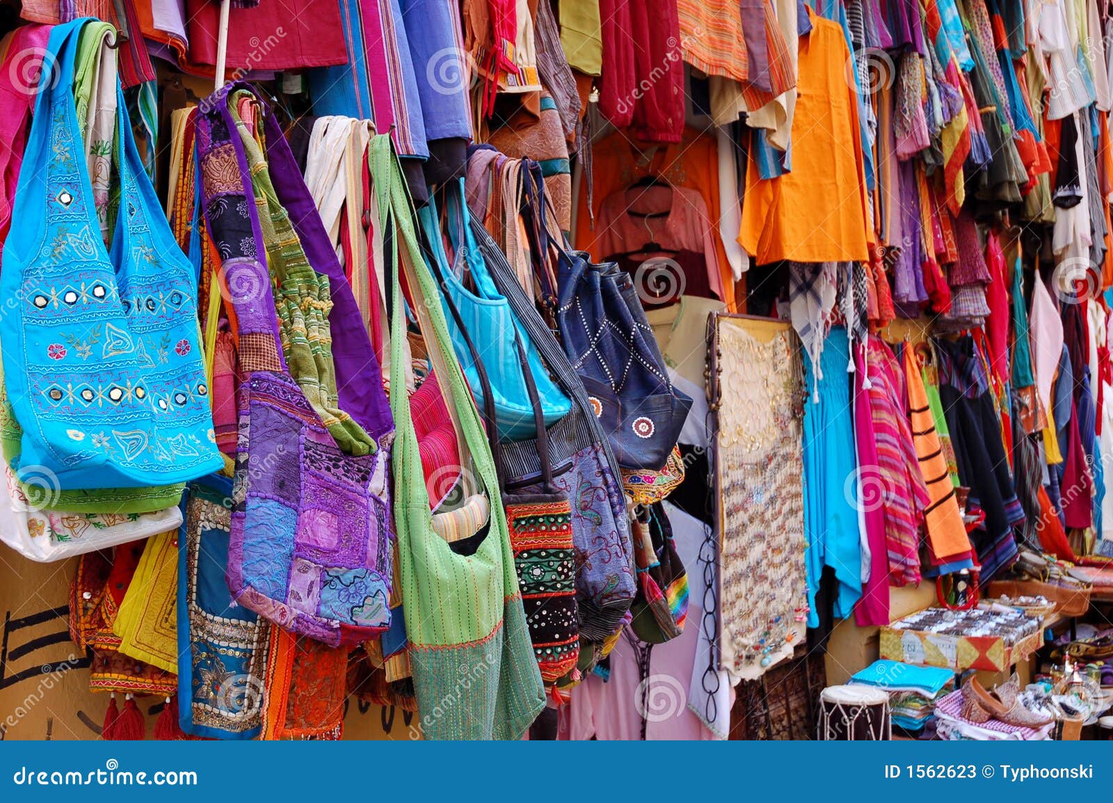 Bags and Clothes at an Oriental Market Stock Image Image of clothes