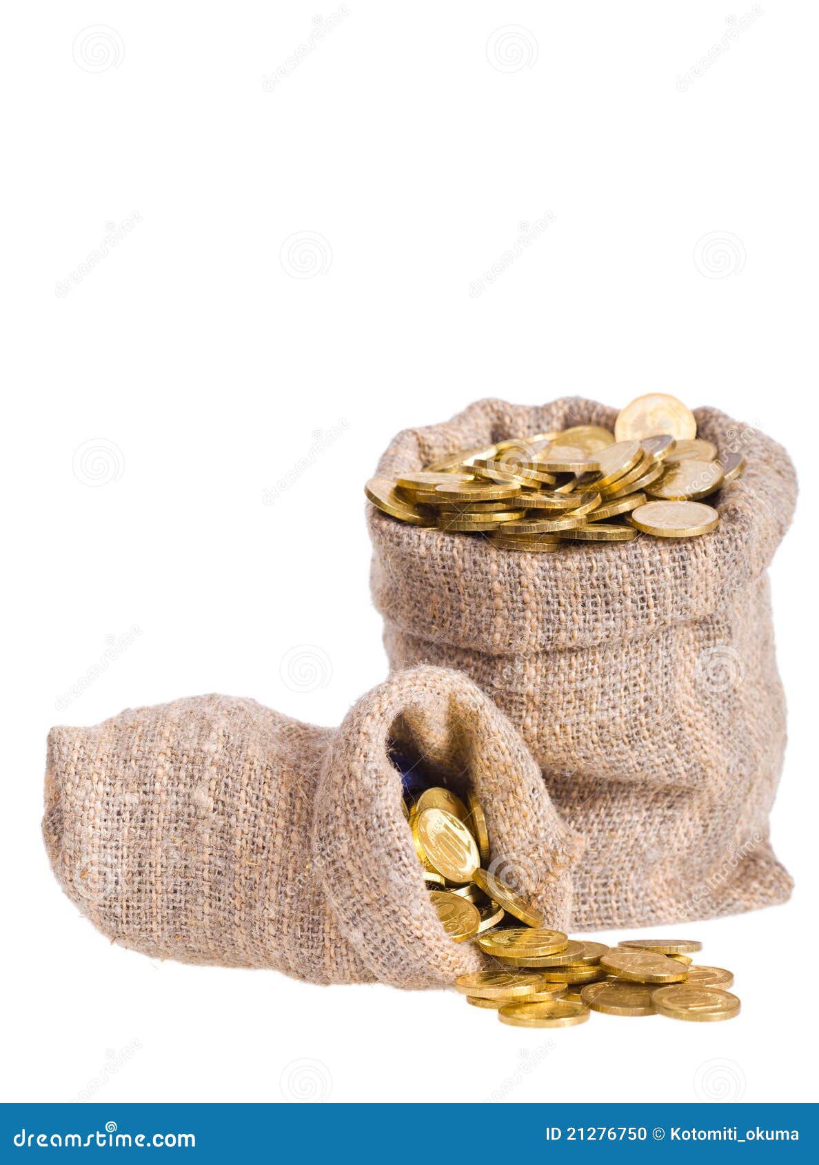 Bags filled with coins. stock photo. Image of cash, exchange 21276750