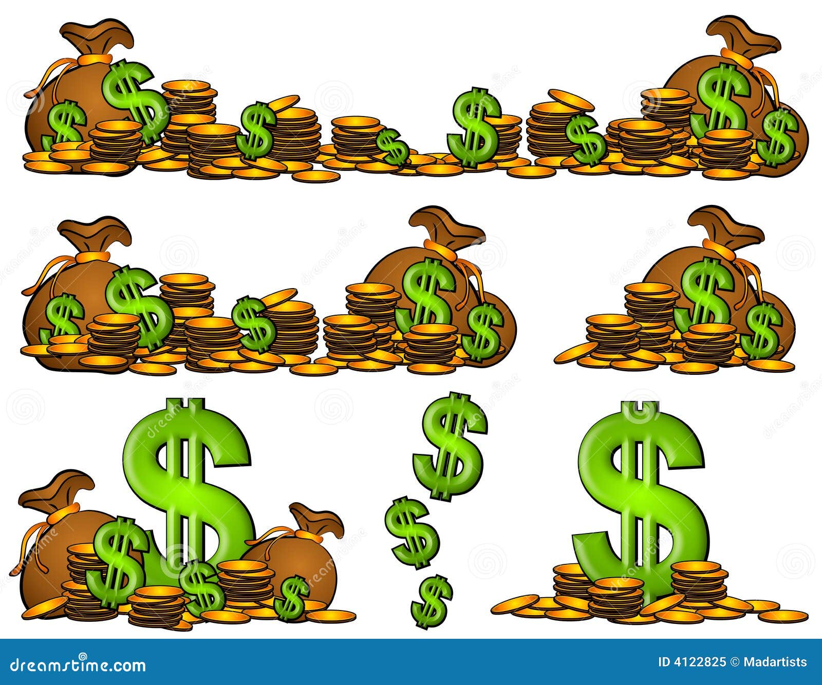 Bags Of Money And Coins Dollar Signs Stock Illustration Illustration Of Bags Sign 4122825