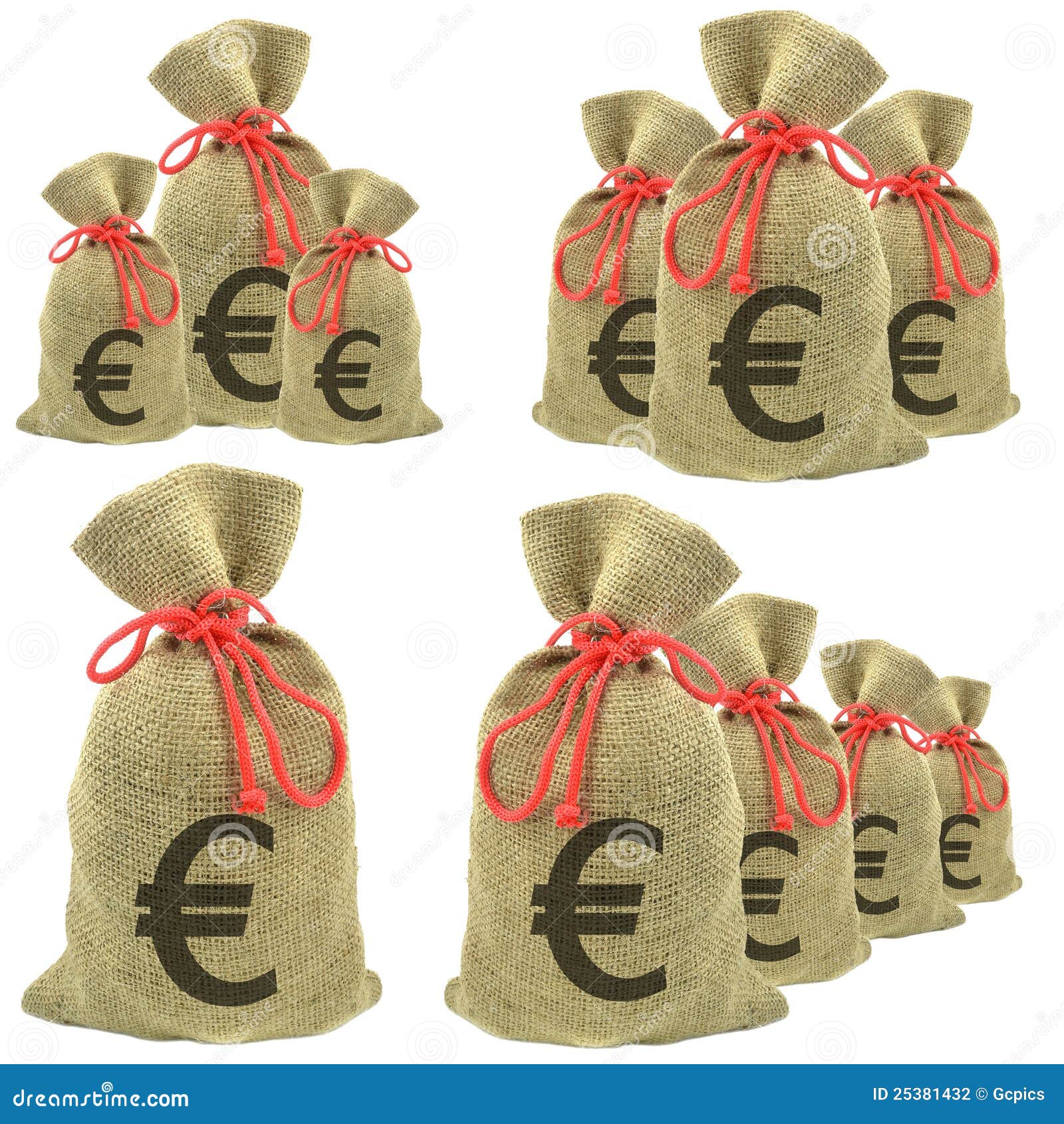Bags of money Euro stock photo. Image of sack, money 25381432