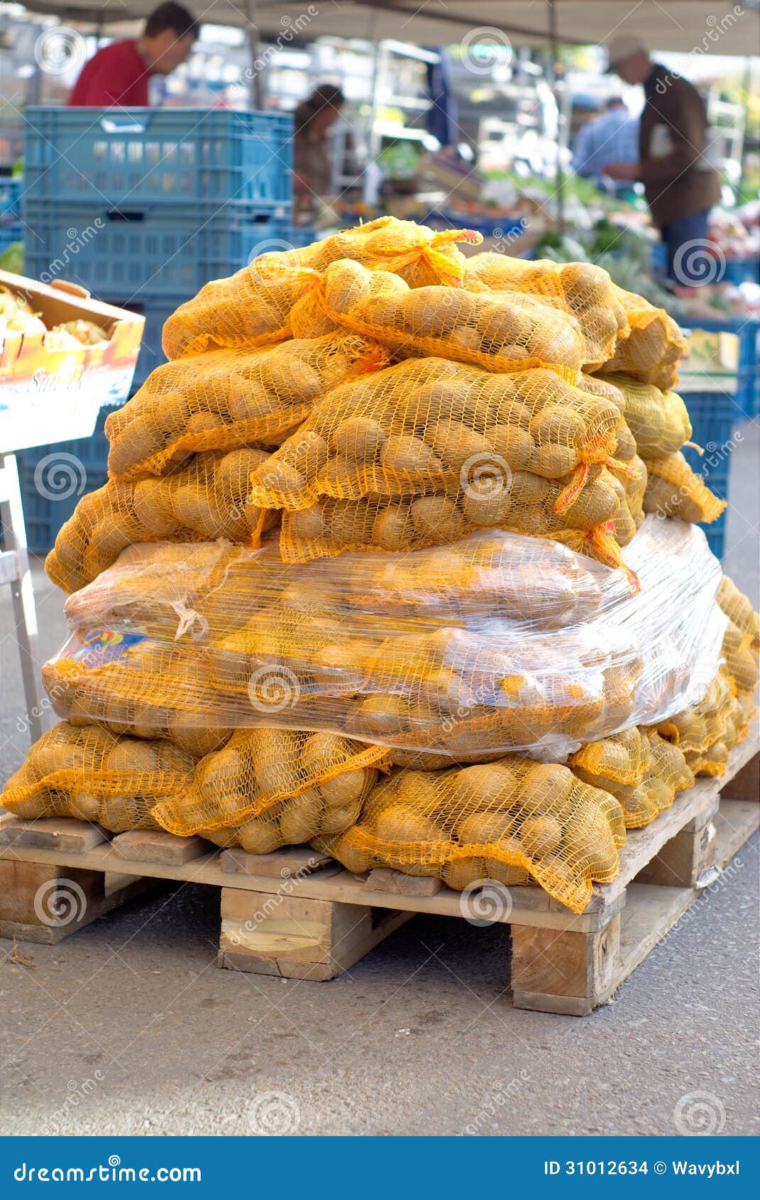 Bags of Potatoes on a Market Stock Photo Image of fresh, harvest