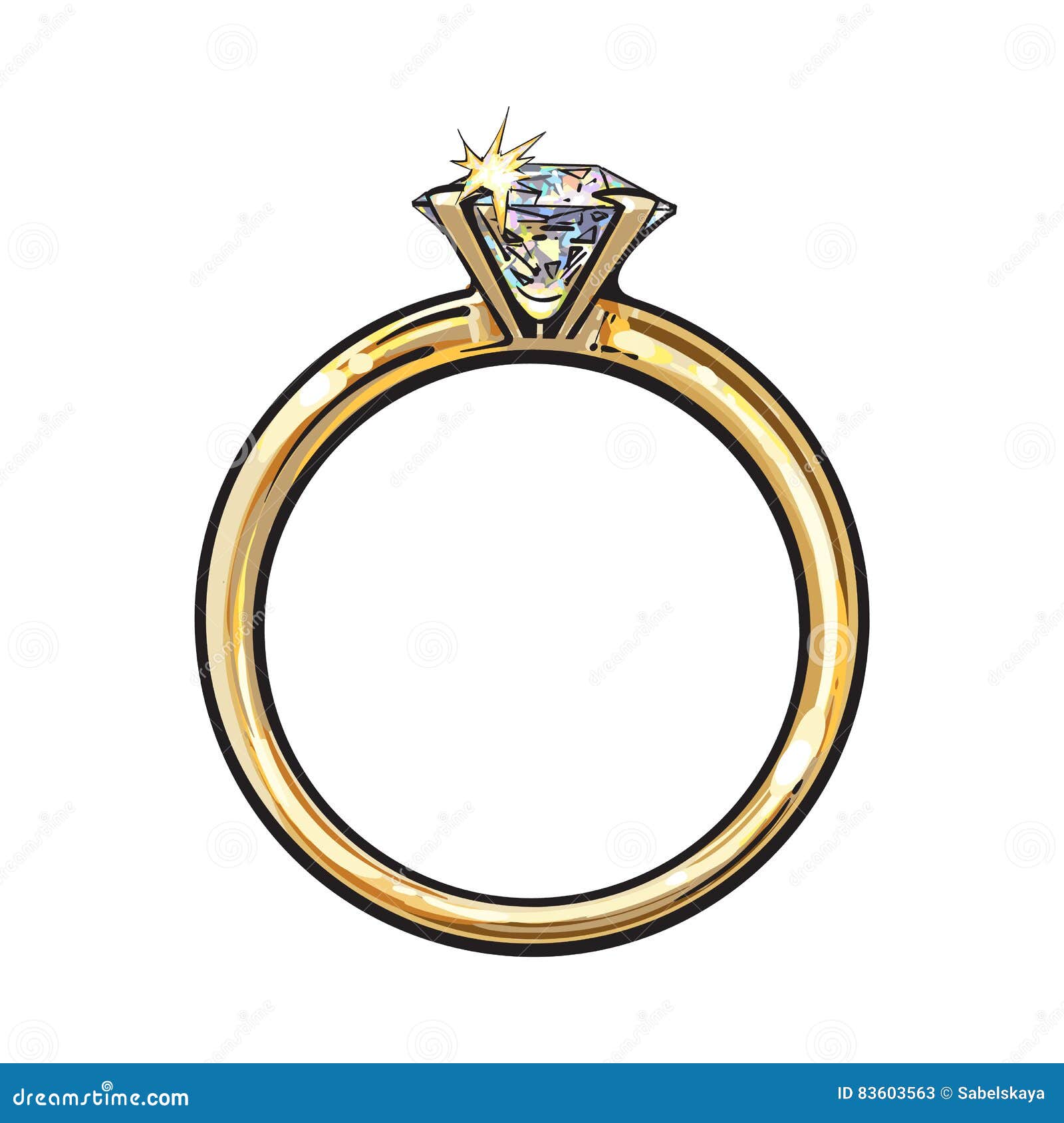 Bague De Fiançailles D'or Avec Un Grand Diamant Brillant ...