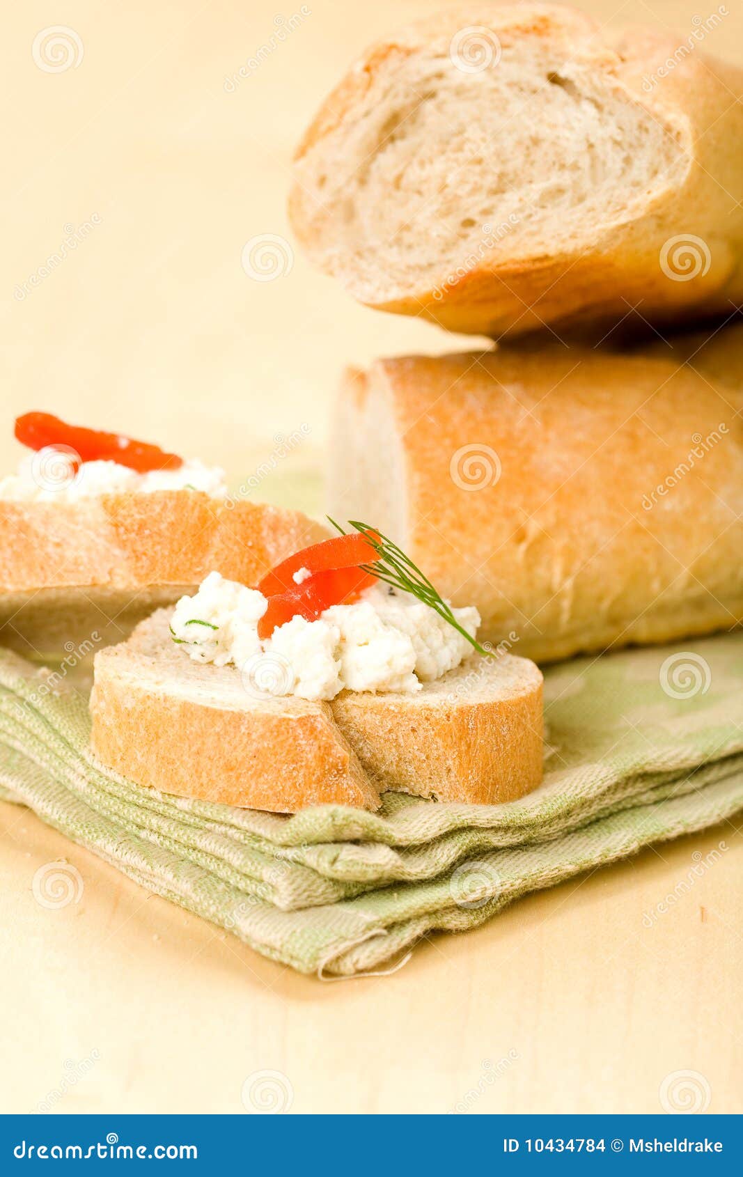 Baguette with Appetizer stock photo. Image of long, snack 10434784