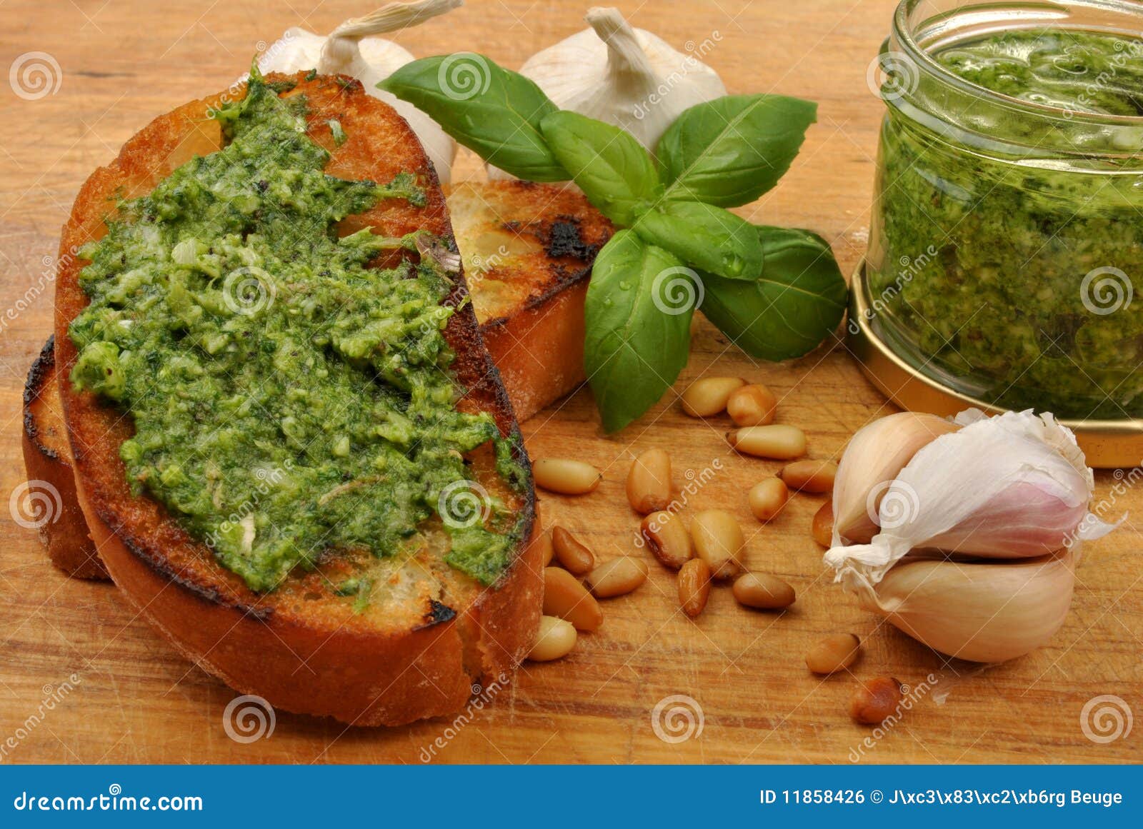 Baguette As a Snack with Pesto Stock Photo - Image of culinary, eating ...