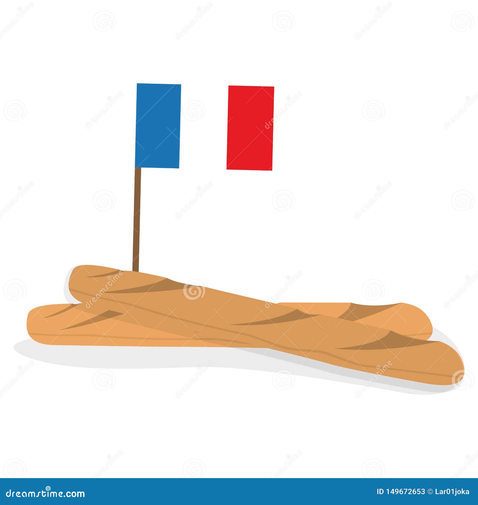 Baguette D'isolement Avec Un Drapeau Illustration de Vecteur - Illustration  du pain, boulangerie: 149672653