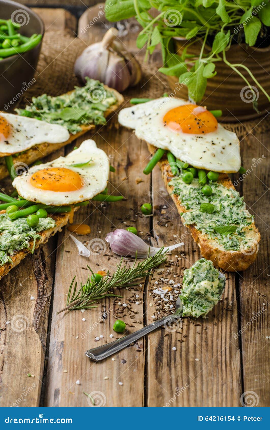 Baguette with herb butter stock photo. Image of butter 64216154