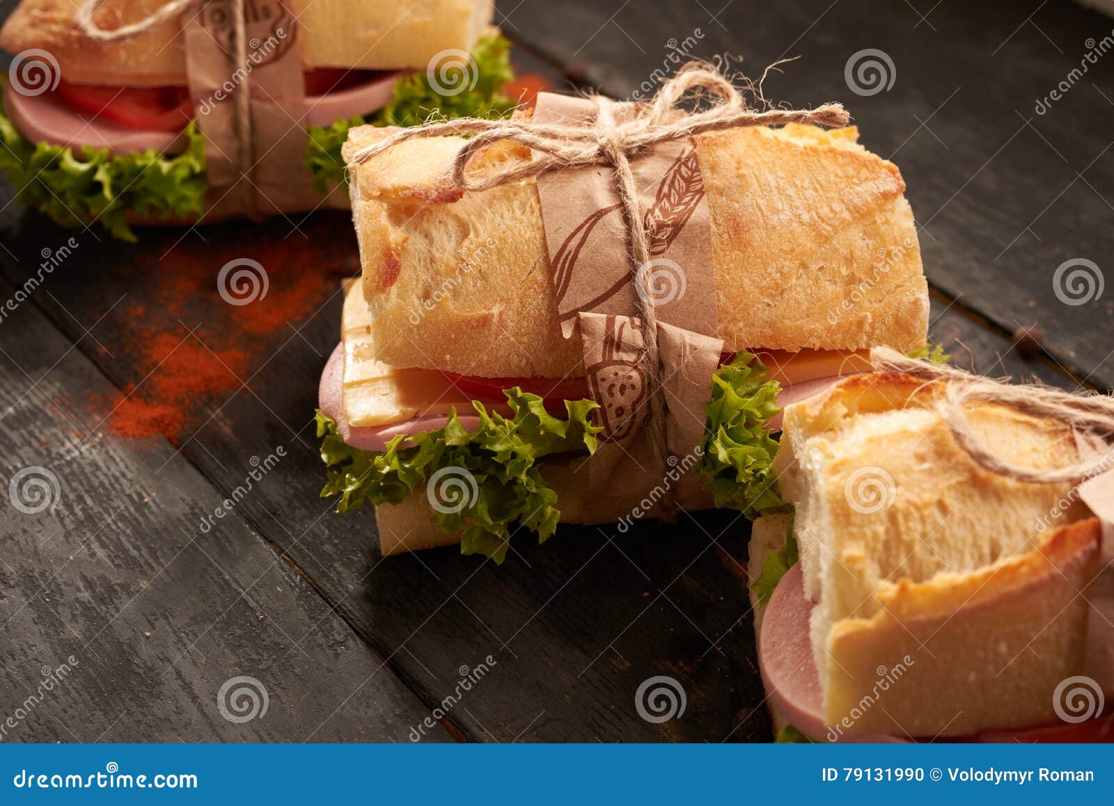 Baguette Sandwiches on the Table Stock Photo Image of healthy, fresh