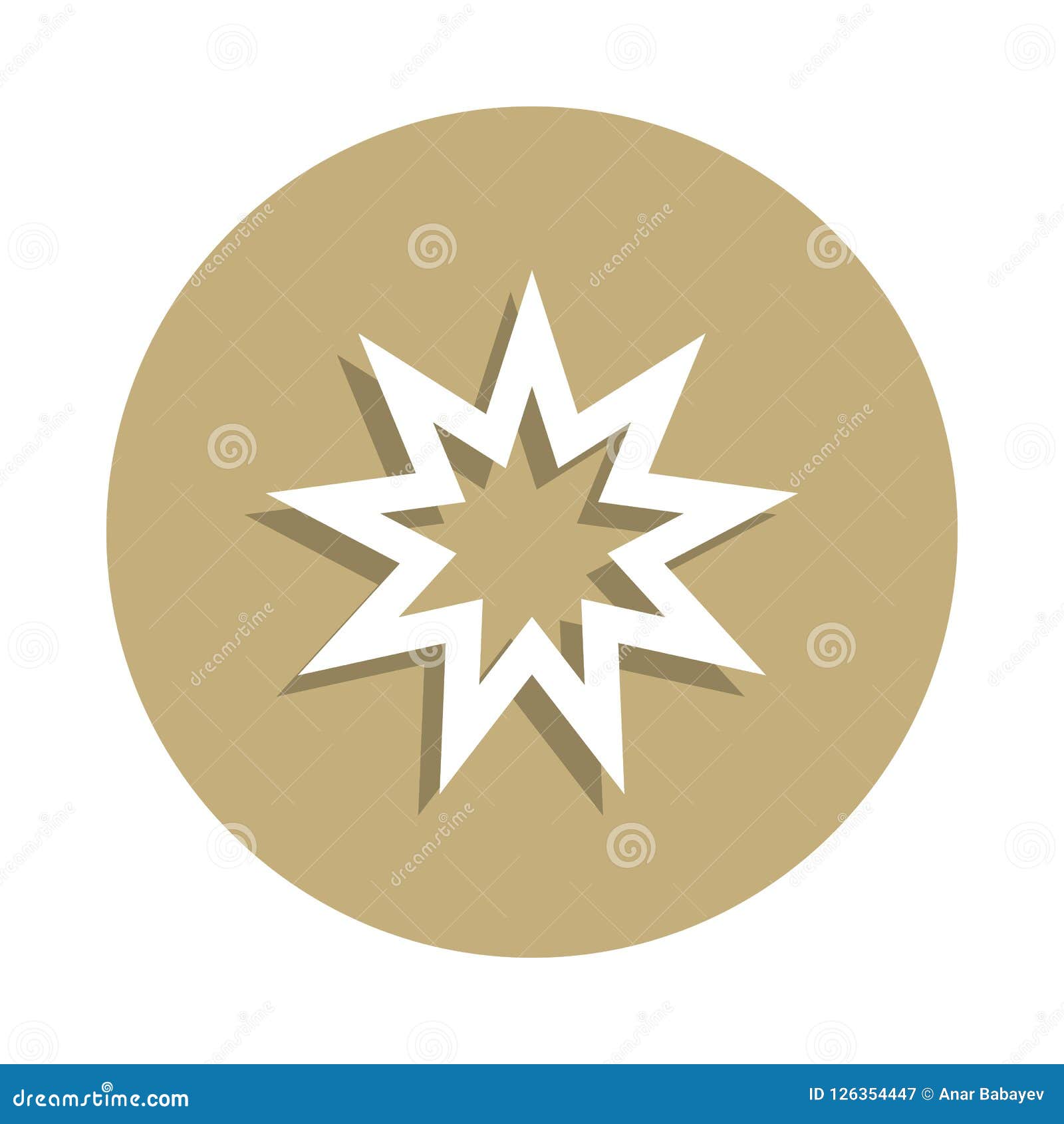 baha nine pointed star sign icon in badge style. one of religion  collection icon can be used for ui, ux