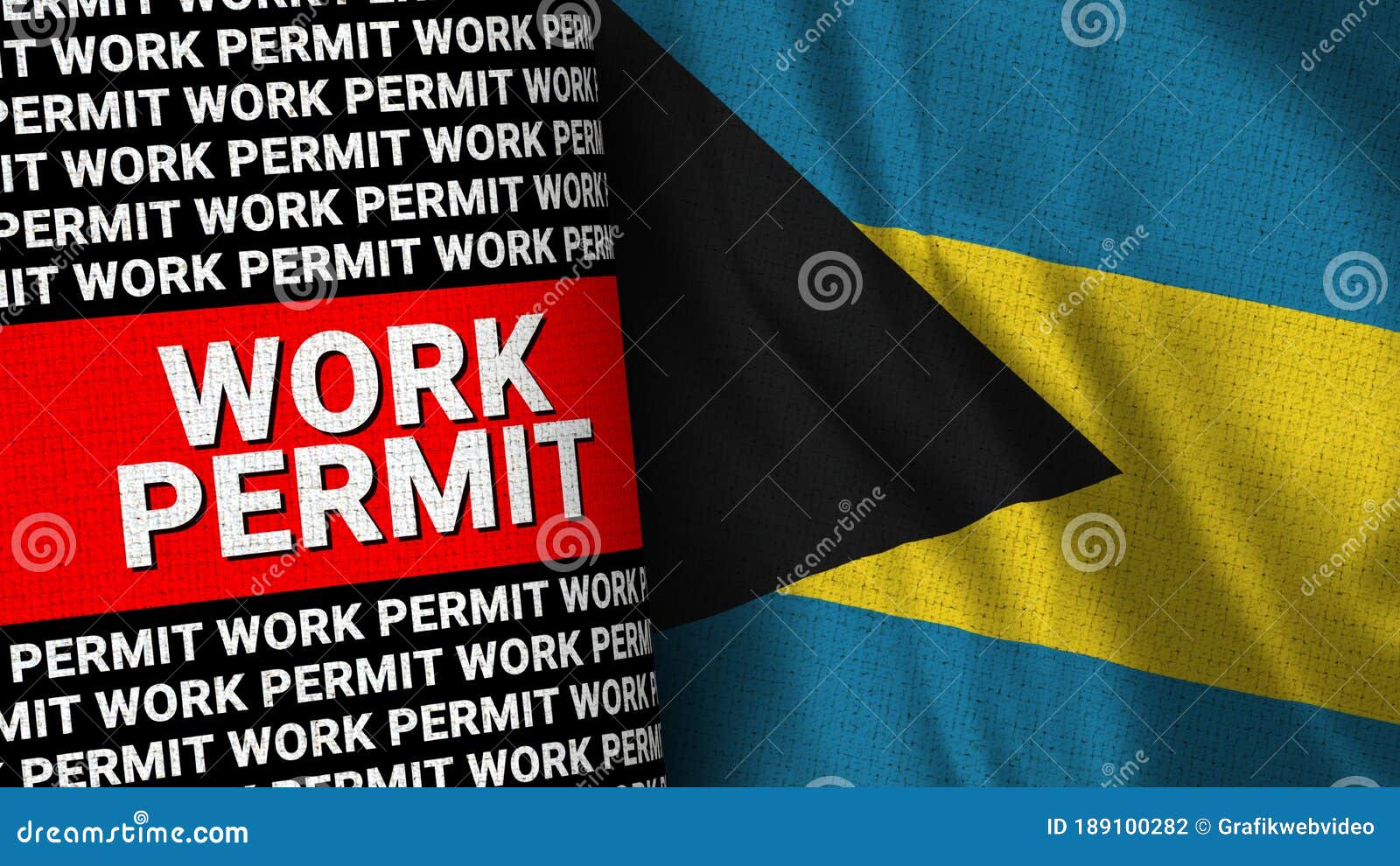 Bahamas Flag with Work Permit Title Stock Illustration Illustration