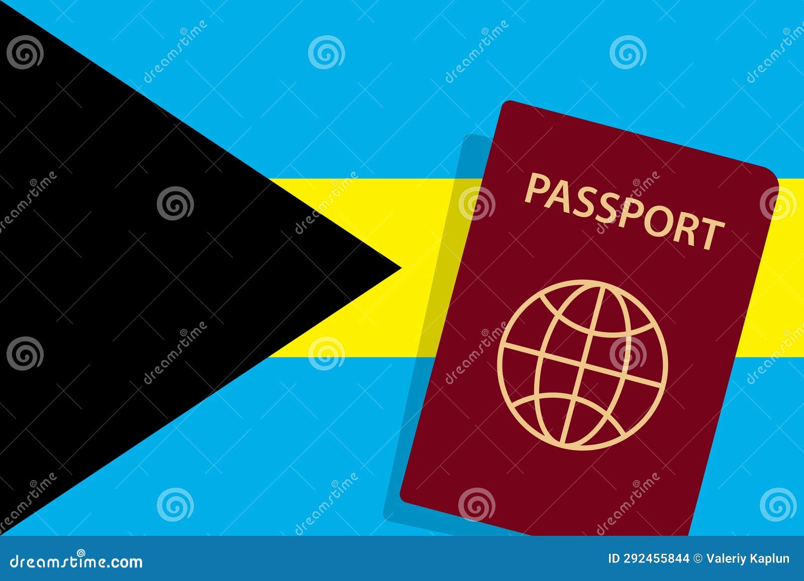 Bahamas Passport. Bahamas Flag Background. Vector Illustration Stock