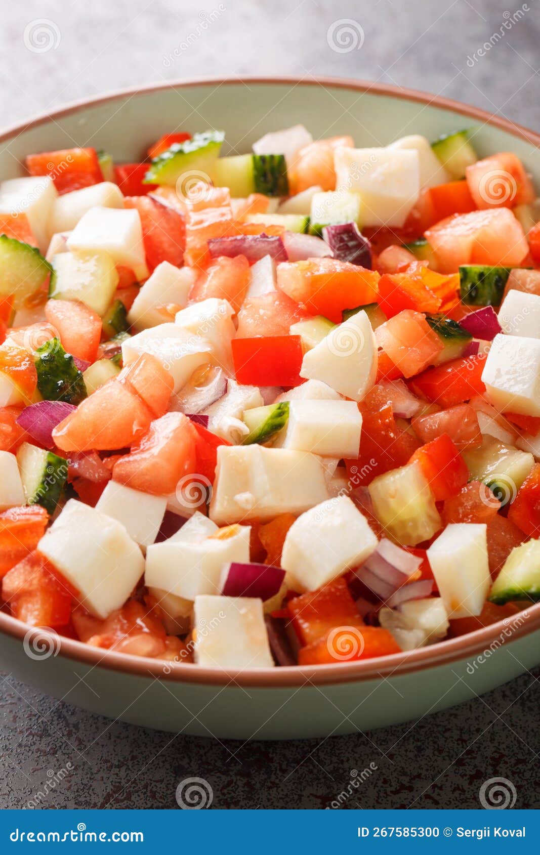 Bahamian Conch Seafood Ceviche Closeup on the Plate. Vertical Stock