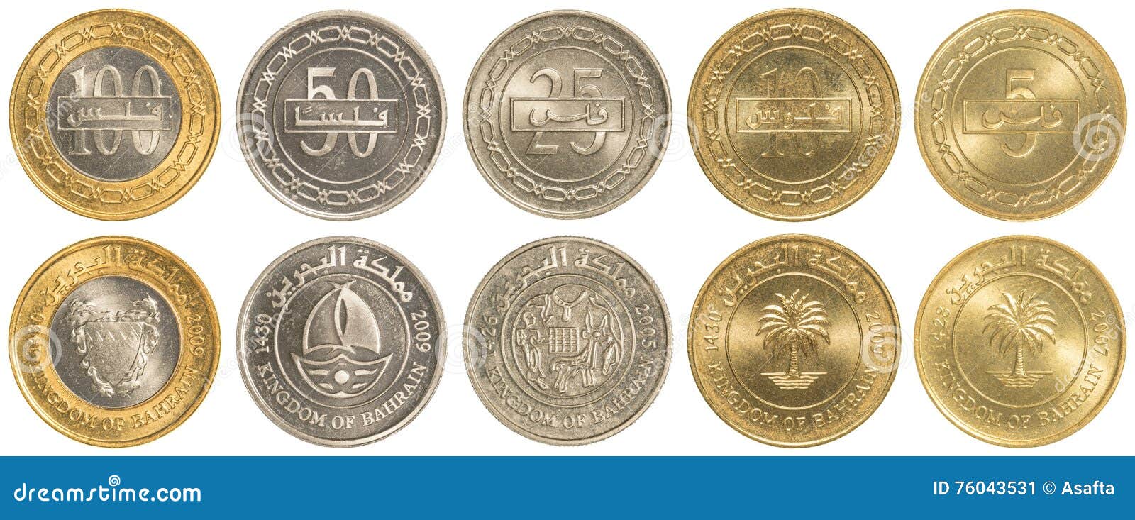 Bahraini Dinar Coins Collection Set Stock Image Image of bank