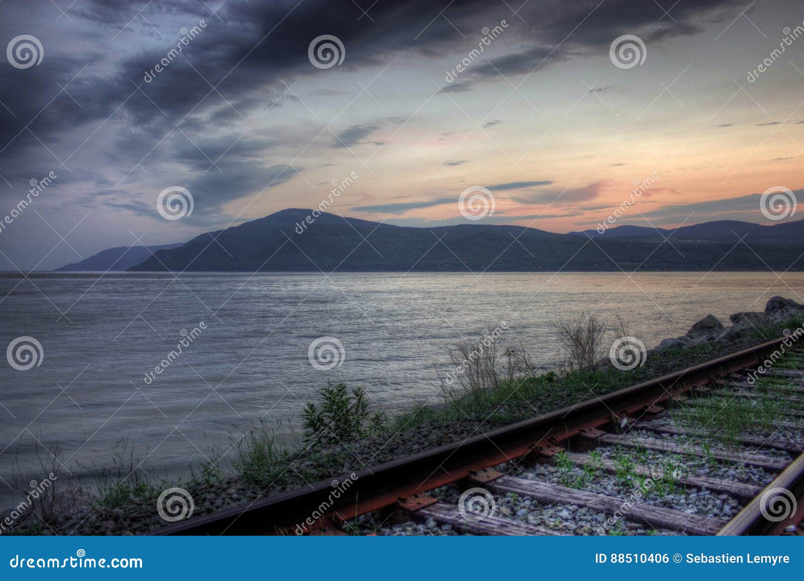 Baie Saintpaul with Railroads Stock Photo Image of background, side