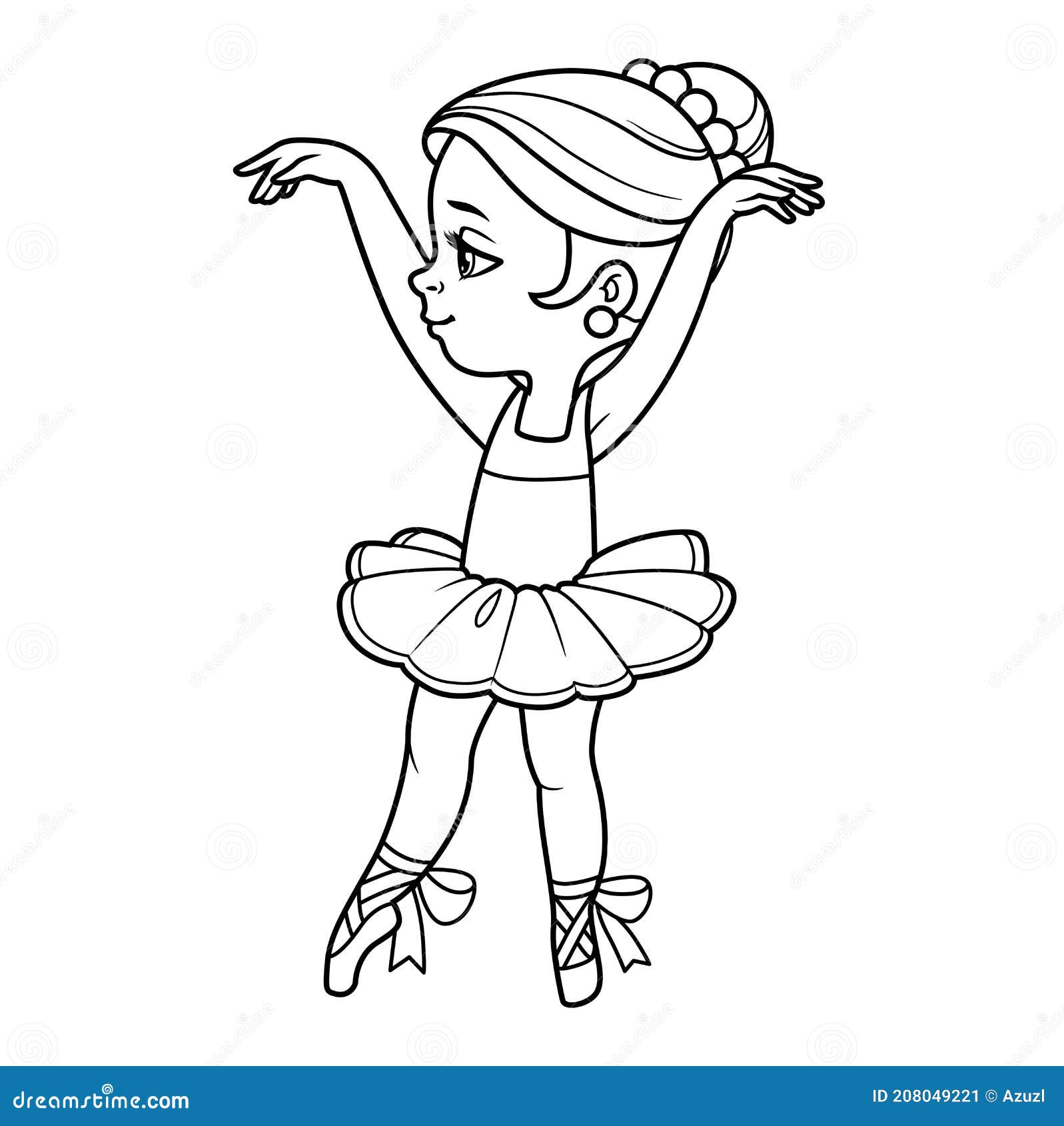 Bailarina De Dibujos Animados Chica En Tutu Manos Arriba Delineado Para  Colorear Aislado En Un Fondo Blanco Ilustración del Vector - Ilustración de  bailarina, alegre: 208049221