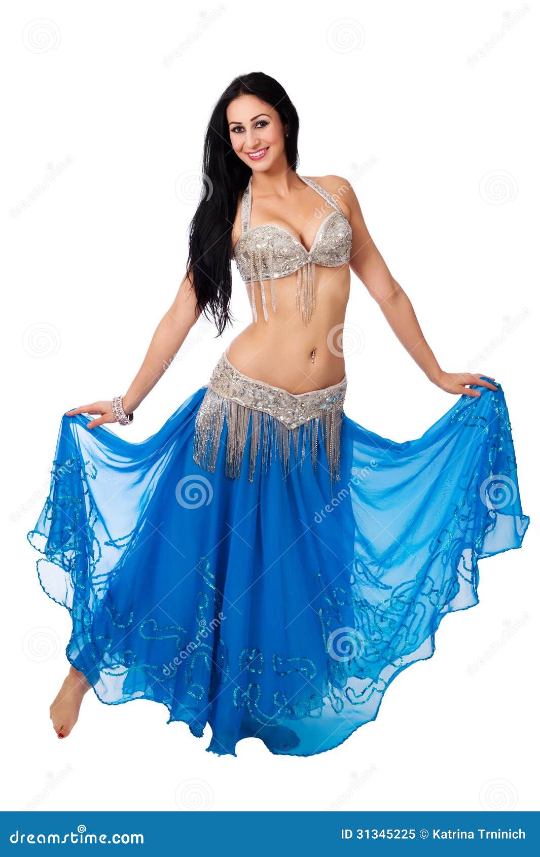 propietario Espectacular Limpiar el piso Bailarina De La Danza Del Vientre Wearing Un Traje Azul Imagen de archivo -  Imagen de azul, morena: 31345225